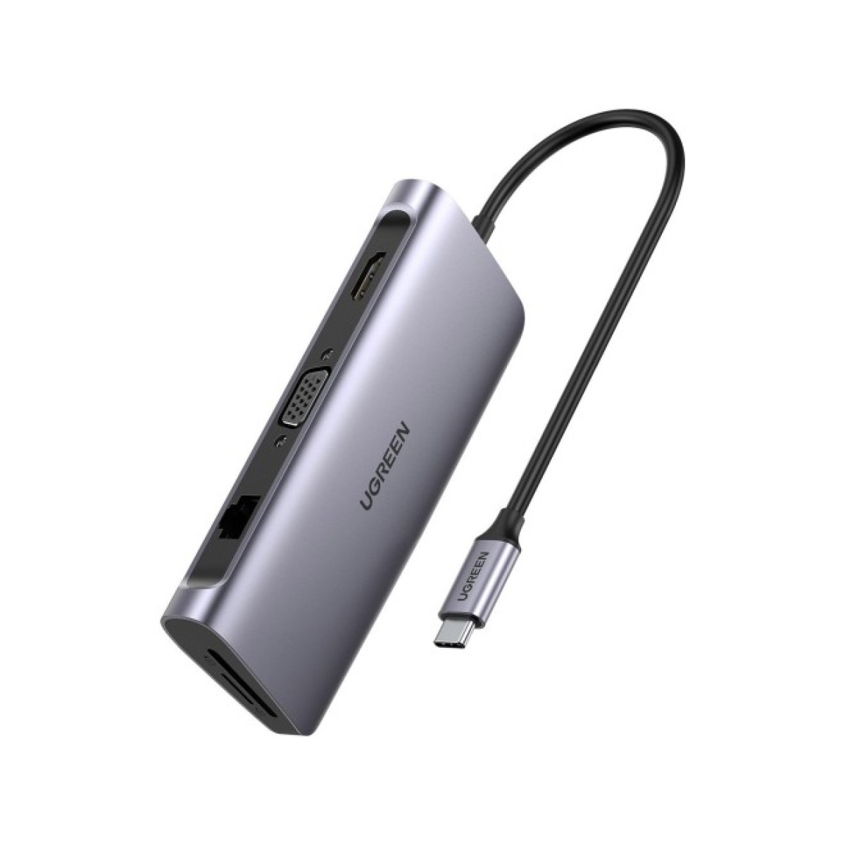 Концентратор Ugreen USB3.0 Type-C to USB 3.0x3/HDMI/VGA/RJ45/SDTF/PD CM179 gray (40873) 98_98.jpg - фото 1