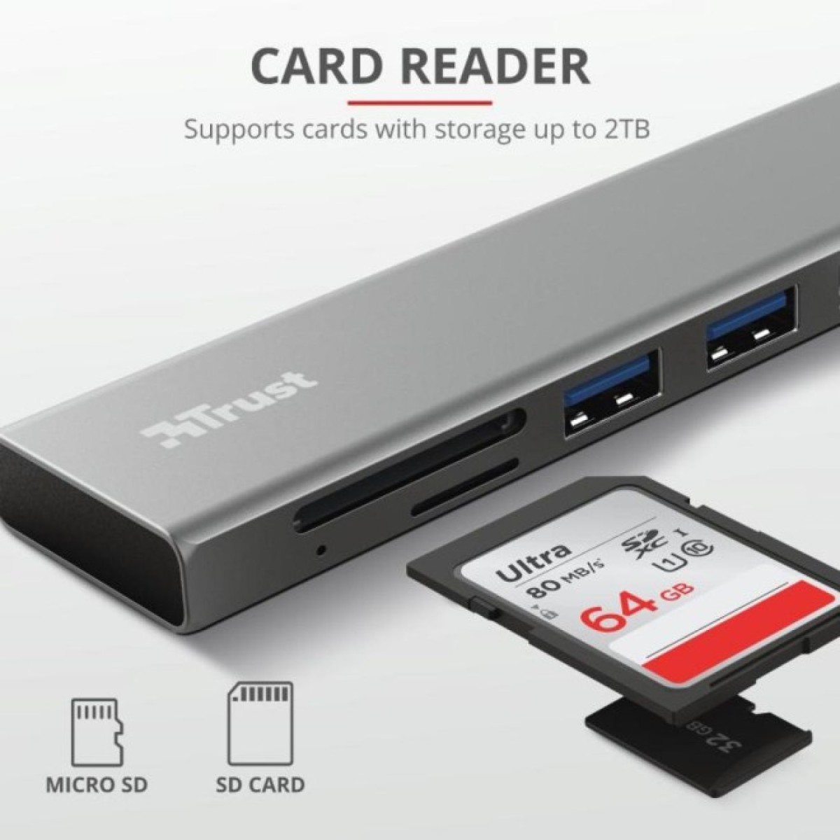 Концентратор Trust HALYX FAST 3USB+CARD READER USB-C ALUMINIUM (24191_TRUST) 98_98.jpg - фото 10