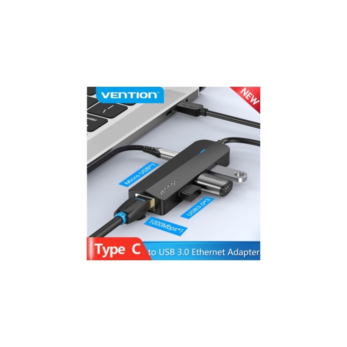 Концентратор Vention USB 3.1 Type-C to 3xUSB 3.0+MicroUSB+RJ45 100M Ethernet black (TGPBB) 98_98.jpg - фото 6