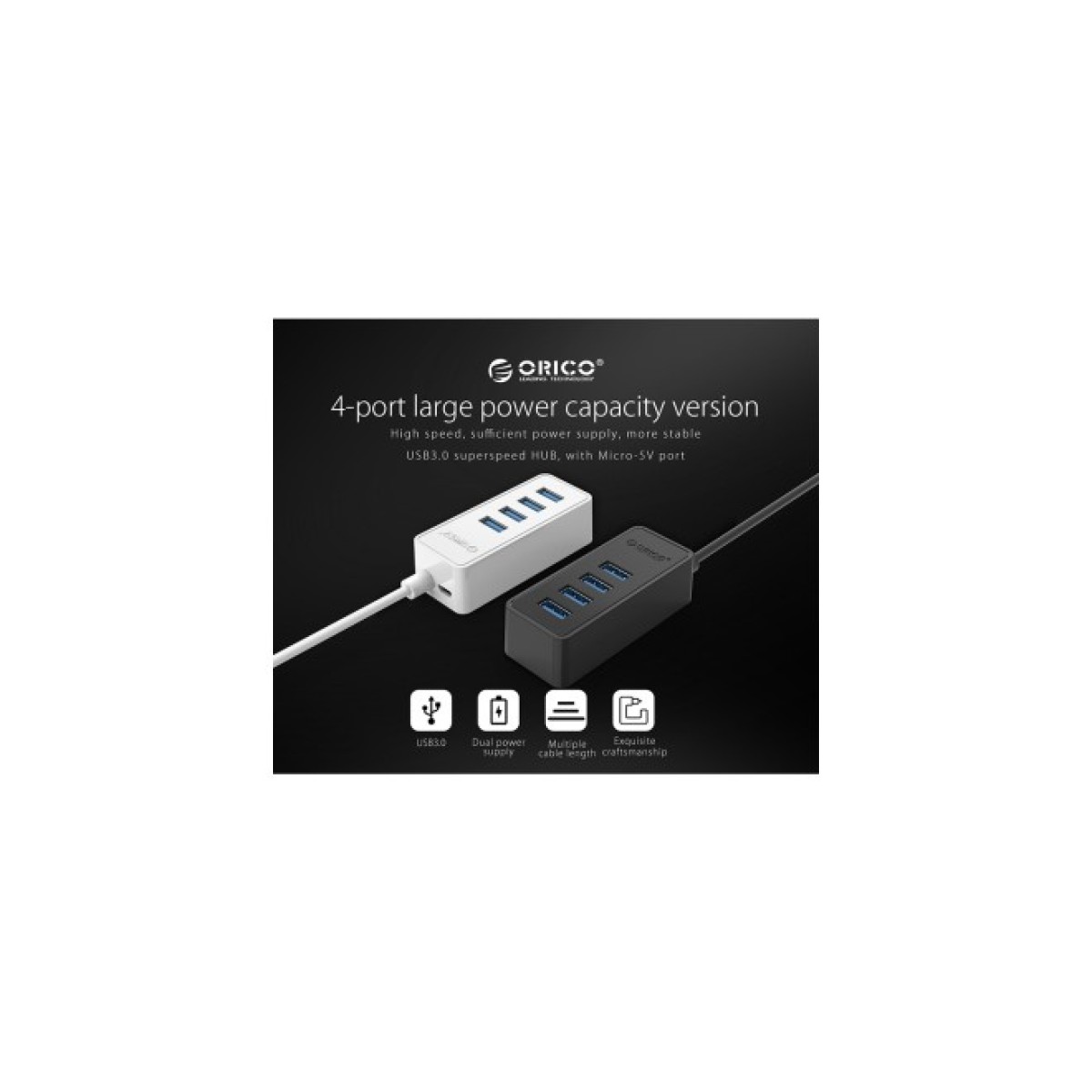 Концентратор Orico USB 3.0 4 ports (W5P-U3-100-BK-PR) (CA911264) 98_98.jpg - фото 6