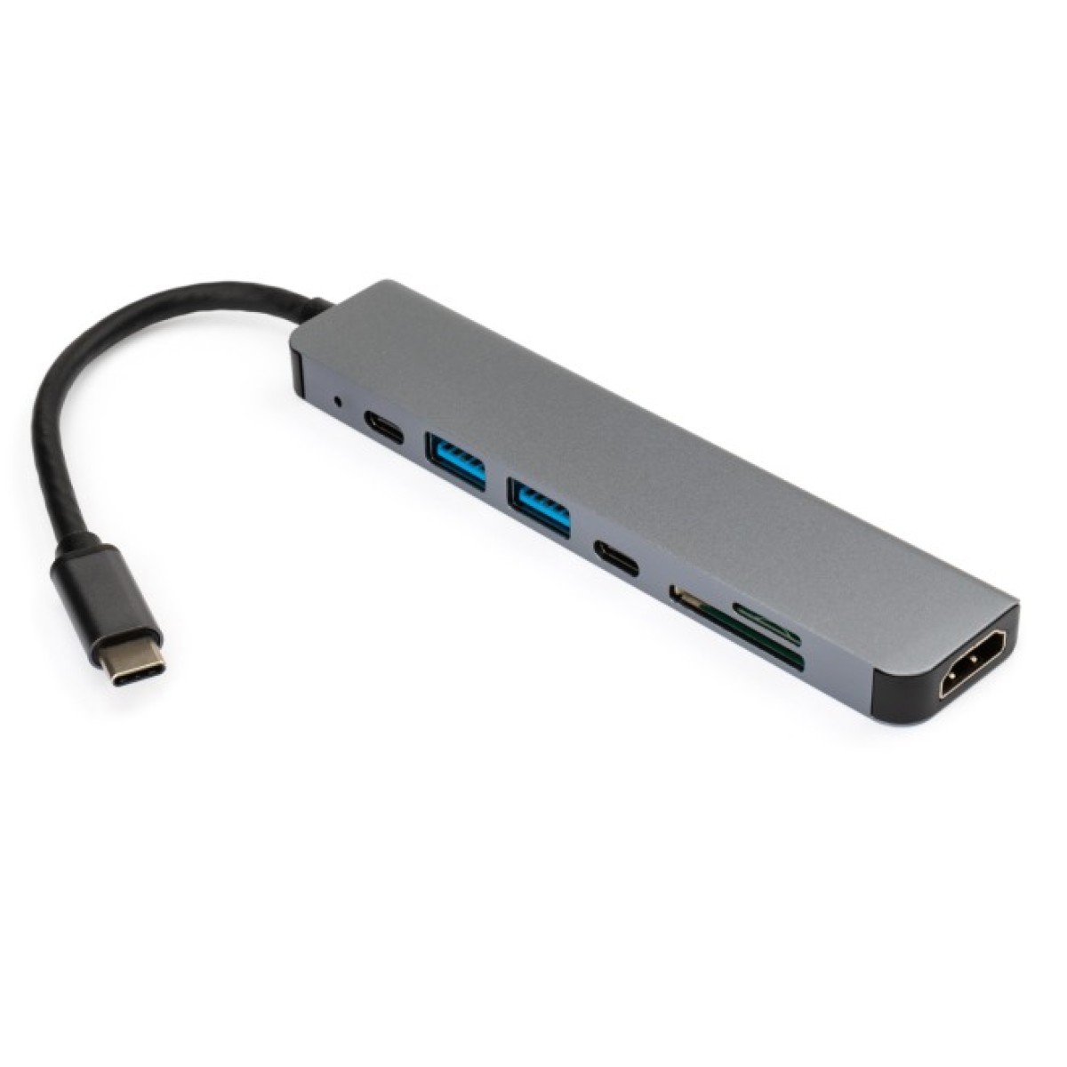 Концентратор Vinga Type-C to 4K HDMI+2*USB3.0+SD+TF+PD+USB-C 3.1 Gen1 aluminium (VCPHTC7AL) 98_98.jpg - фото 5