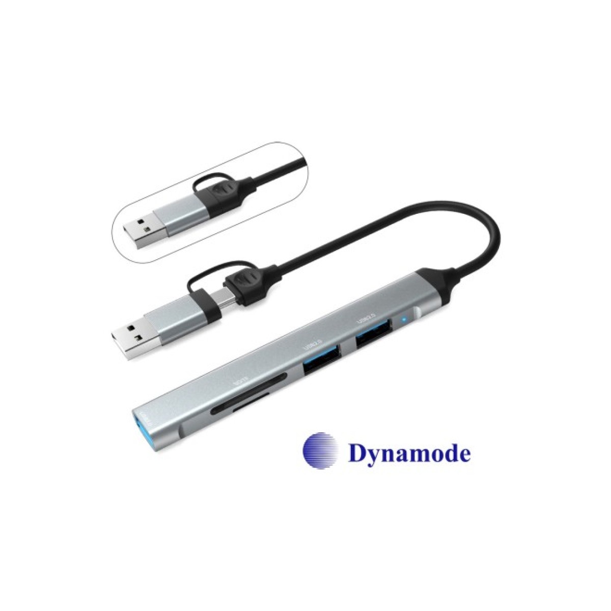 Концентратор Dynamode 5-in-1 USB Type-C/Type-A to 1хUSB3.0, 2xUSB 2.0, card-reader SD/MicroSD (DM-UH-514) 98_98.jpg - фото 7