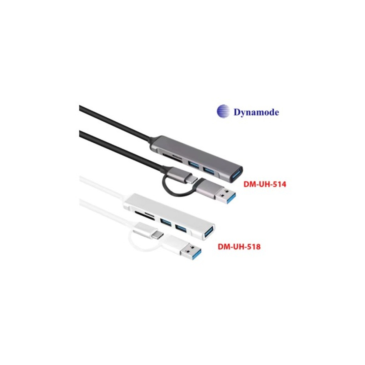 Концентратор Dynamode 5-in-1 USB Type-C/Type-A to 1хUSB3.0, 2xUSB 2.0, card-reader SD/MicroSD (DM-UH-518) 98_98.jpg - фото 4