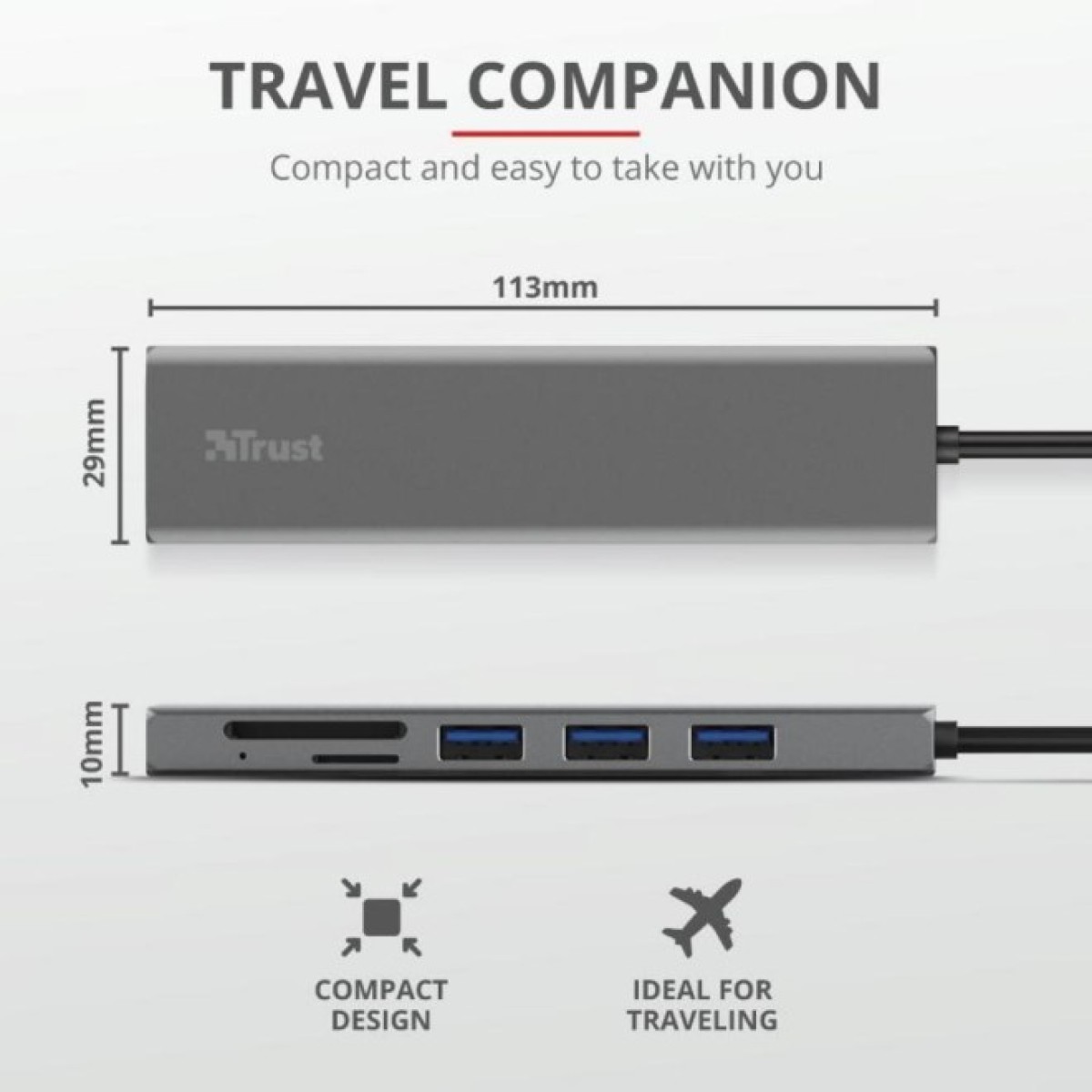 Концентратор Trust HALYX FAST 3USB+CARD READER USB-C ALUMINIUM (24191_TRUST) 98_98.jpg - фото 12