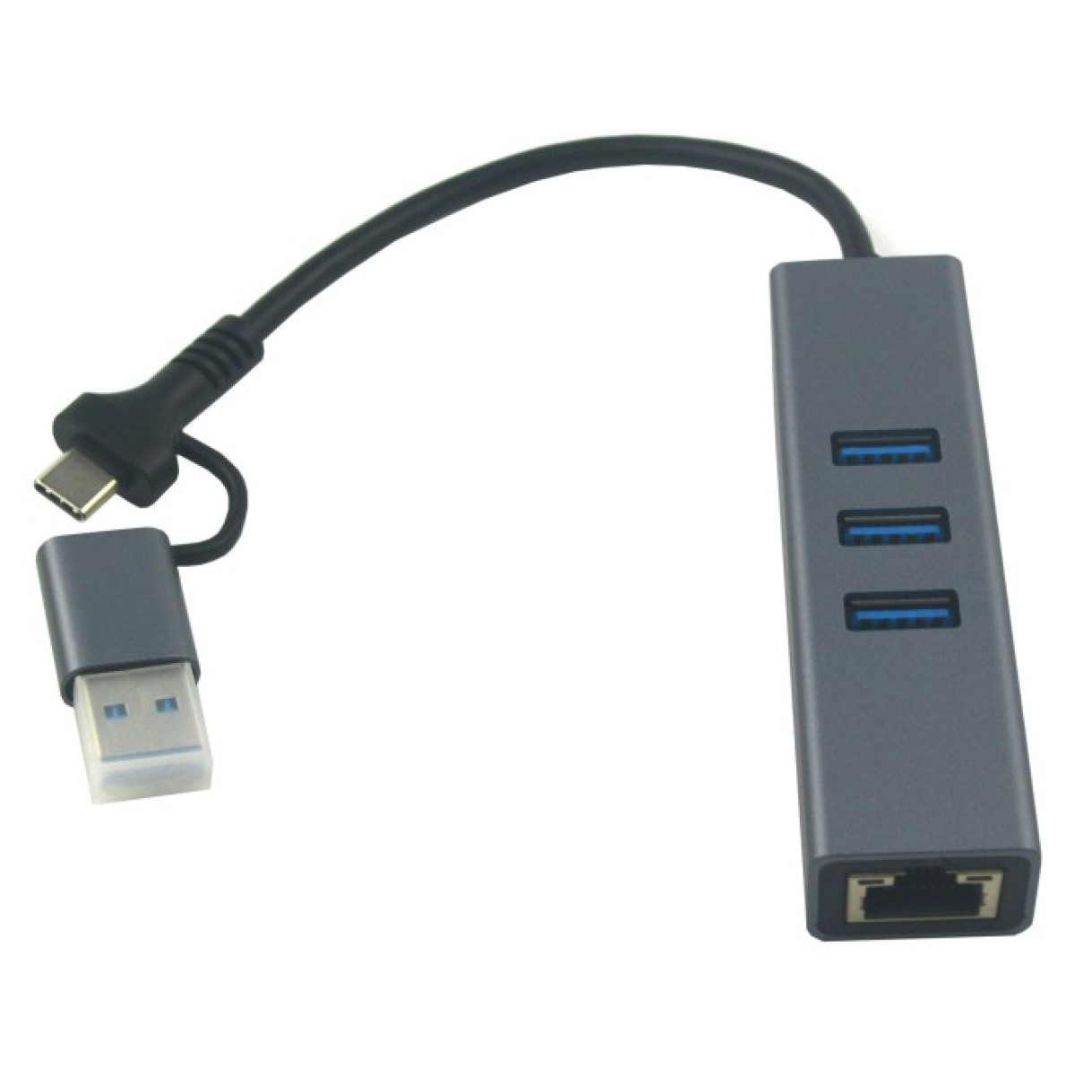 Концентратор USB 3.0 Type-C/Type-A to RJ45 Gigabit Lan, 3*USB 3.0, cable 13 cm Dynamode (DM-AD-GLAN-U3) 98_98.jpg - фото 5