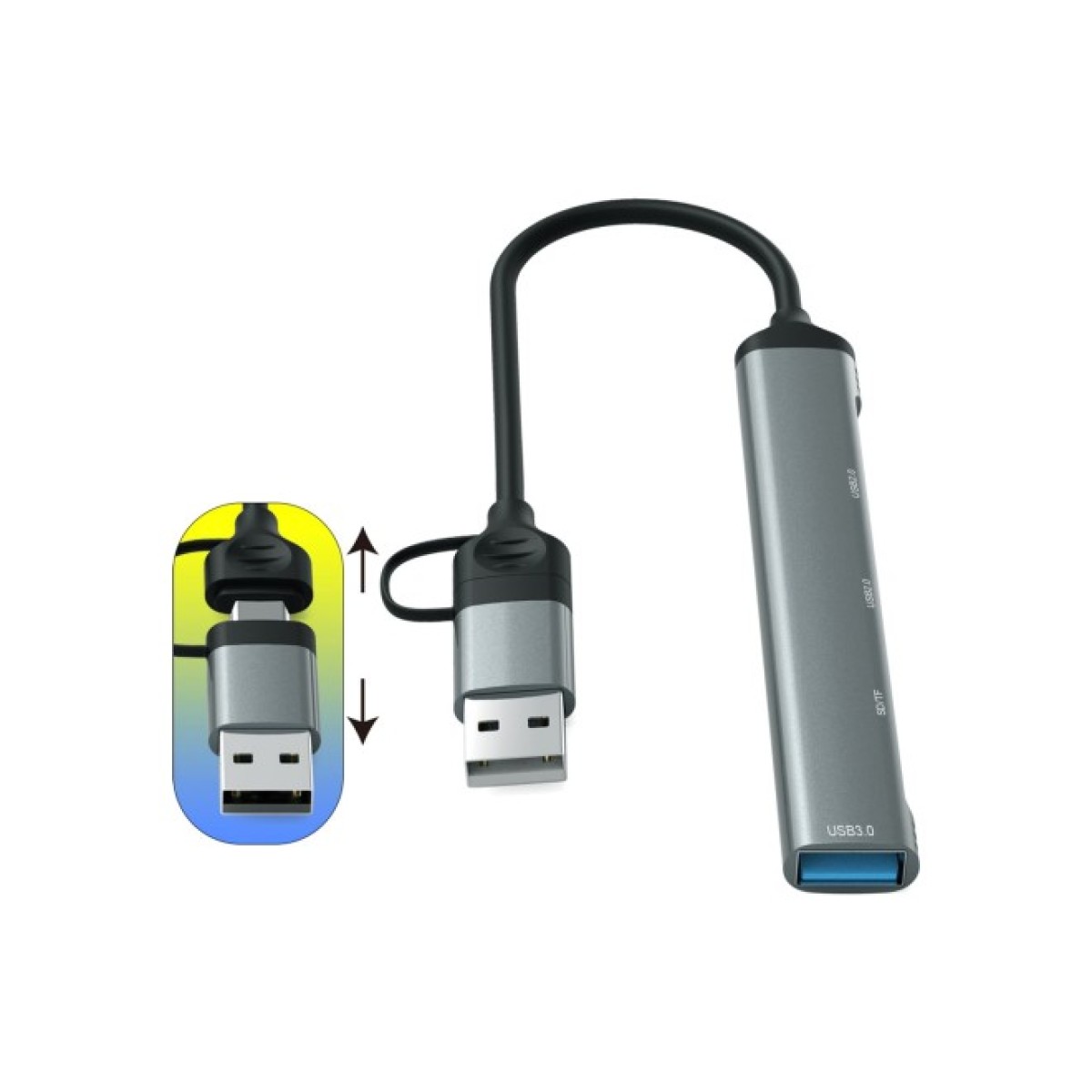 Концентратор Dynamode 5-in-1 USB Type-C/Type-A to 1хUSB3.0, 2xUSB 2.0, card-reader SD/MicroSD (DM-UH-514) 98_98.jpg - фото 9
