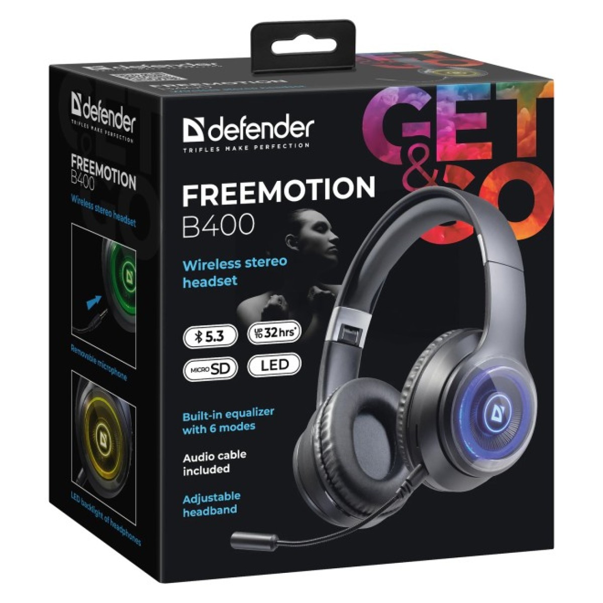 Наушники Defender FreeMotion B400 LED Bluetooth Black (63400) 98_98.jpg - фото 3