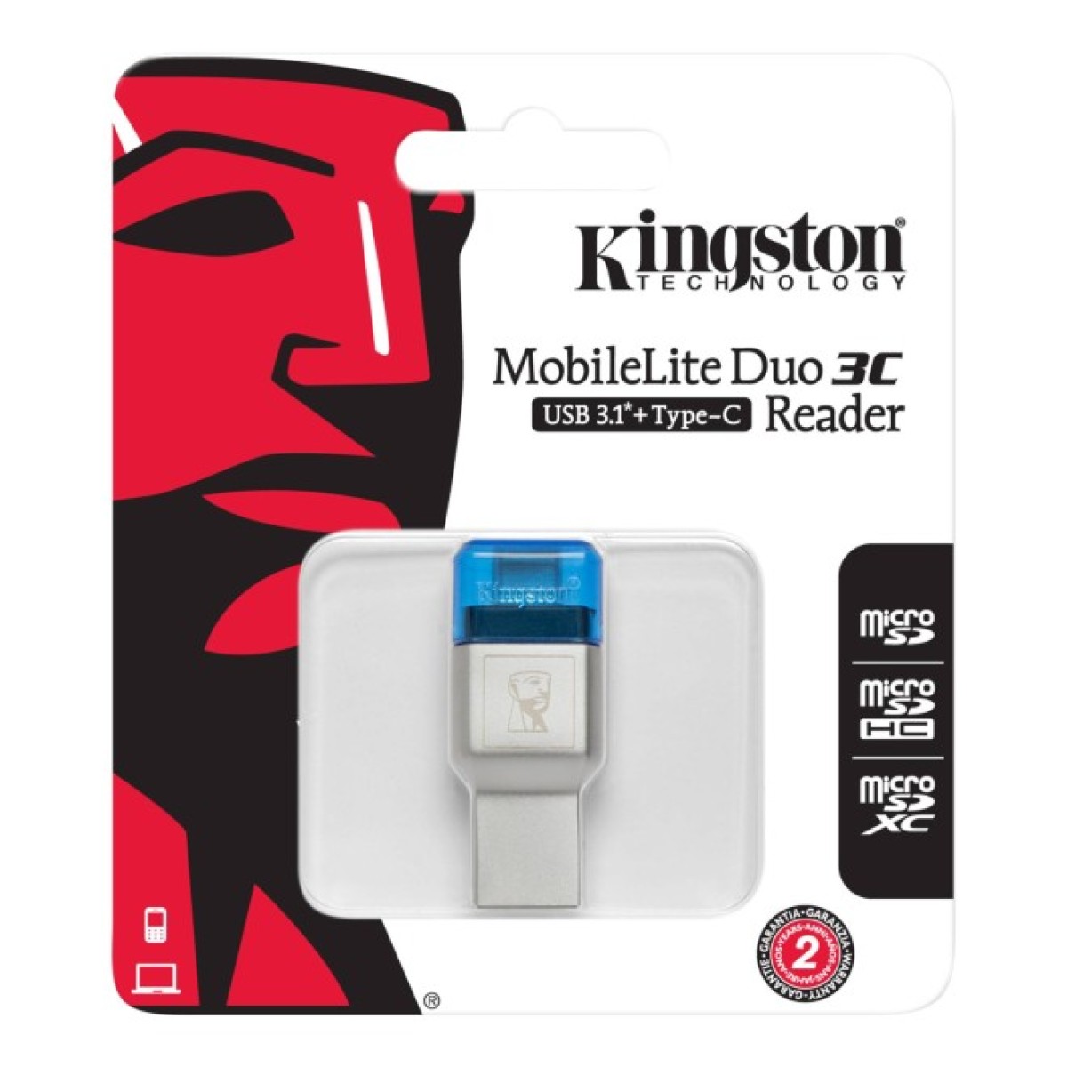 Считыватель флеш-карт Kingston USB 3.1/Type C MobileLite Duo 3C (FCR-ML3C) 98_98.jpg - фото 2