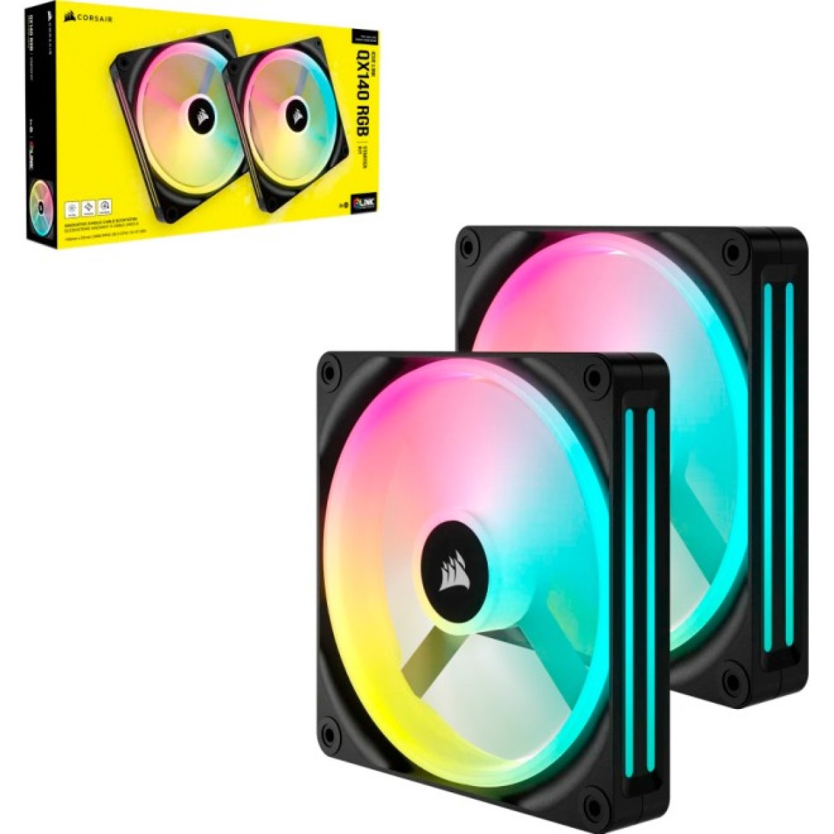 Кулер до корпусу Corsair iCUE Link QX140 RGB PWM PC Fans Starter Kit with iCUE LINK System Hub (CO-9051004-WW) 98_98.jpg - фото 9