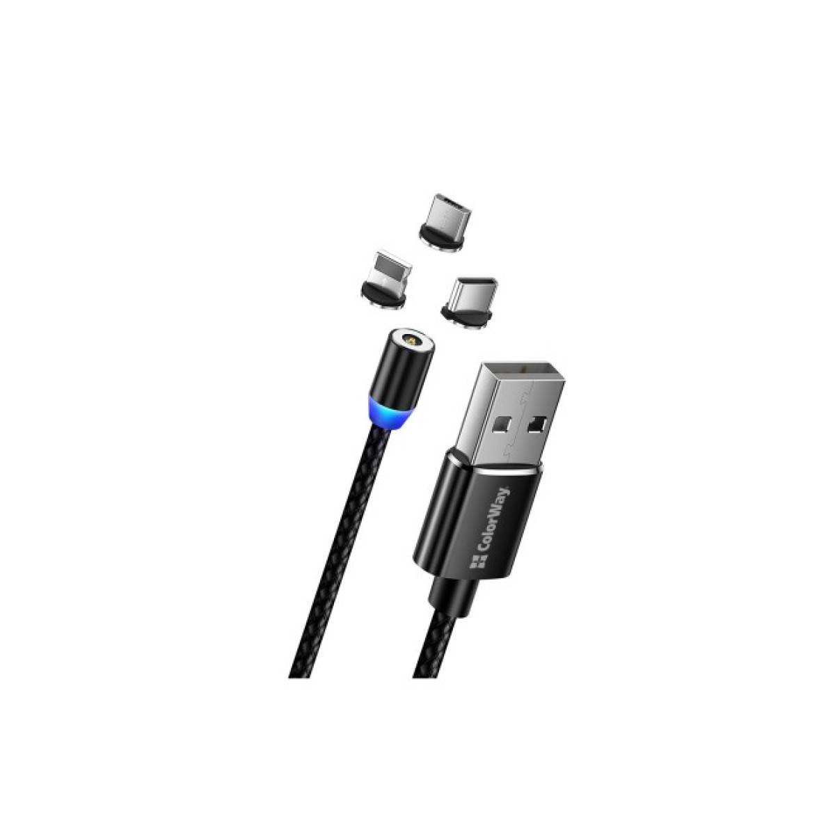 Дата кабель USB 3в1 (Lightning+MicroUSB+Type-C) Magnet only charge ColorWay (CW-CBUU020-BK) 98_98.jpg - фото 2