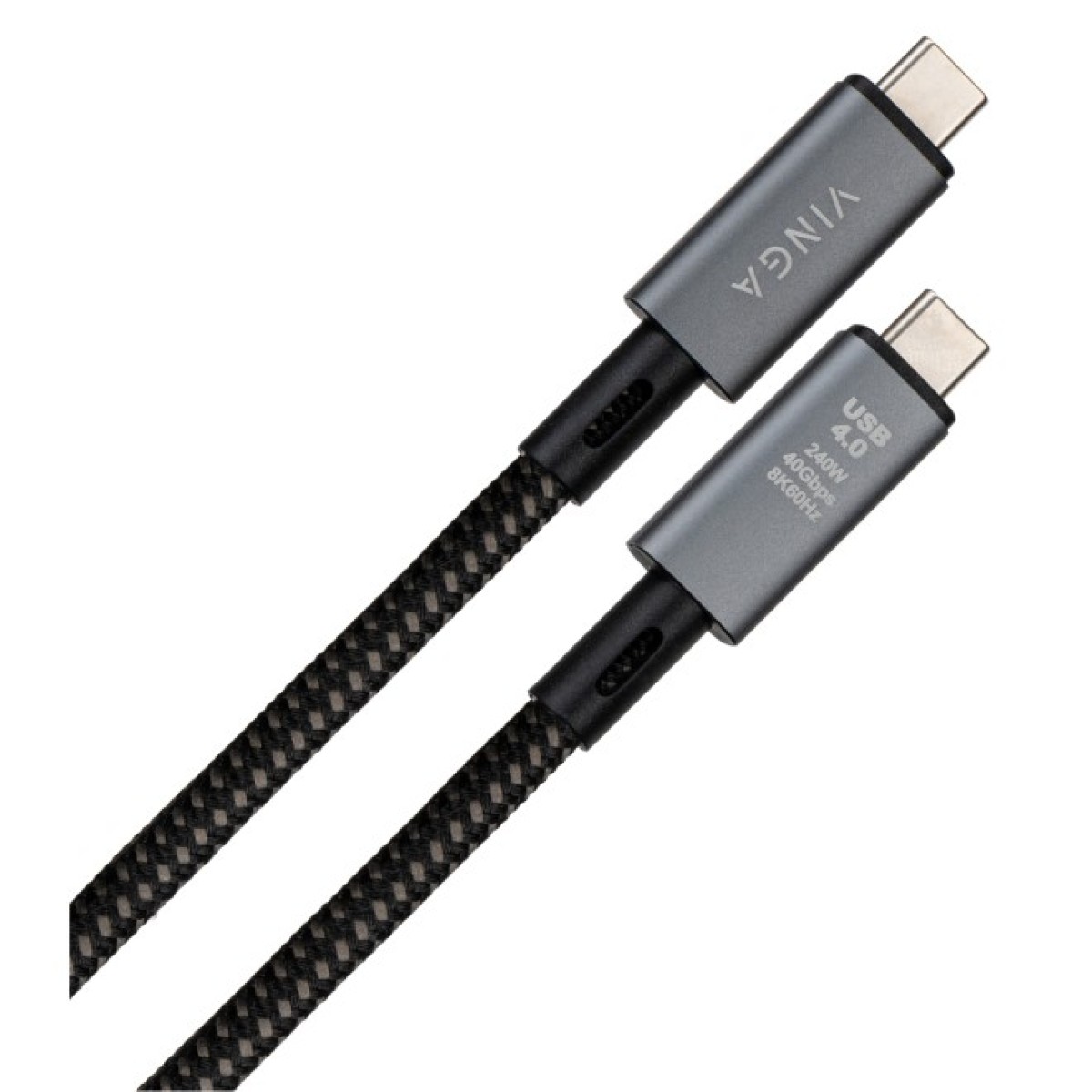 Дата кабель USB4 Type-C to Type-C 0.8m 240W 40GBps 8K60Hz Nylon Vinga (VCPDCU4) 98_98.jpg - фото 2