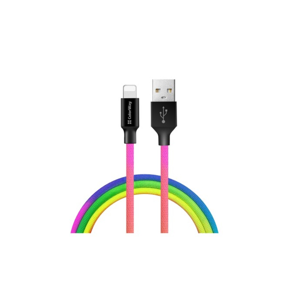 Дата кабель USB 2.0 AM to Lightning 1.0m multicolor ColorWay (CW-CBUL016-MC) 256_256.jpg