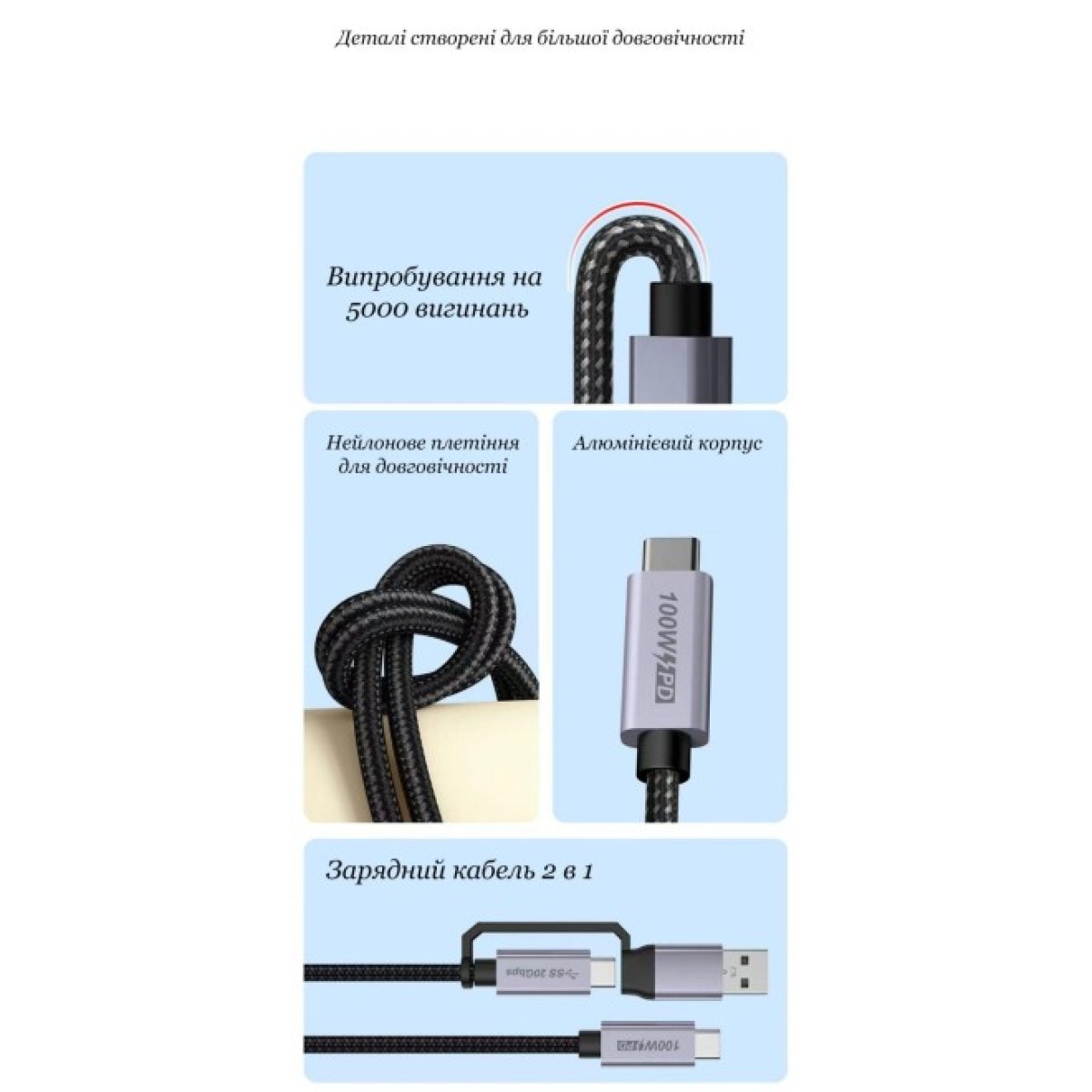 Дата кабель USB-C to USB-C 2.0m USB 3.2 Pulsing Fast Charging 100W XoKo (XK-SC-3-100W) 98_98.jpg - фото 2