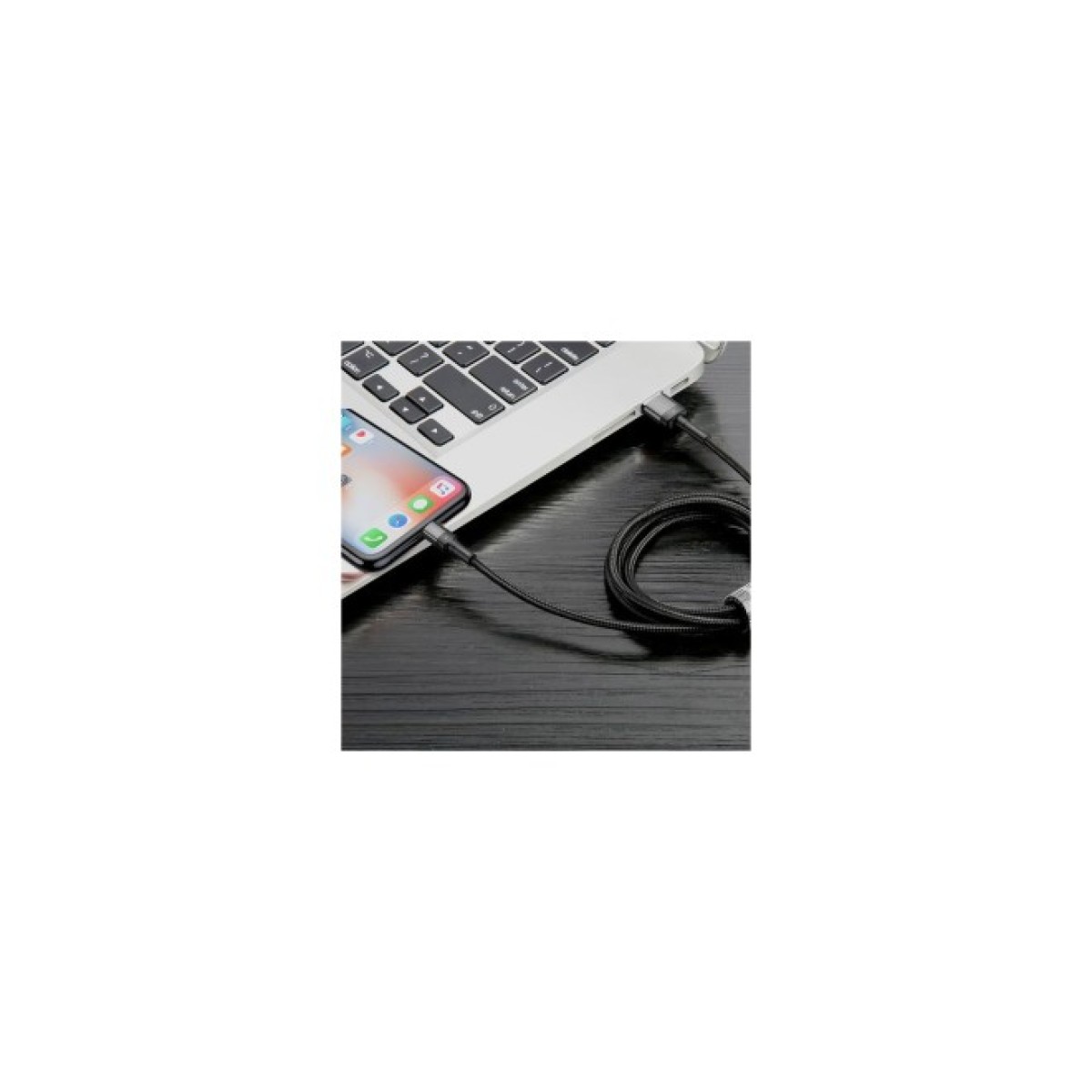 Дата кабель USB 2.0 AM to Lightning 1.0m 2.4A Cafule Special Edition Black-Grey Baseus (CALKLF-GG1) 98_98.jpg - фото 4