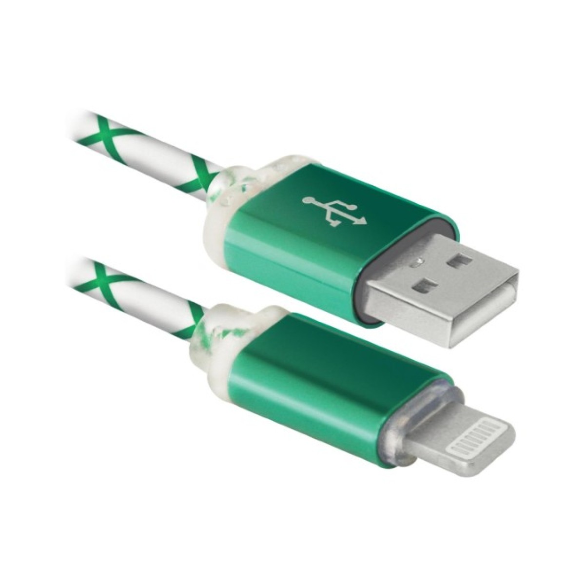 Дата кабель USB 2.0 AM to Lightning 1.0m ACH03-03LT GreenLED backlight Defender (87553) 256_256.jpg