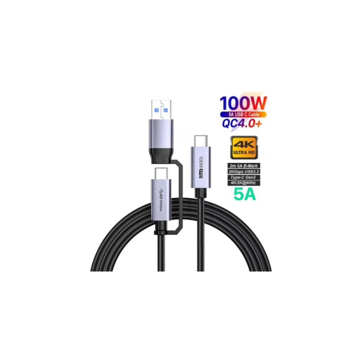 Дата кабель USB-C to USB-C 2.0m USB 3.2 Pulsing Fast Charging 100W XoKo (XK-SC-3-100W) 256_256.jpg