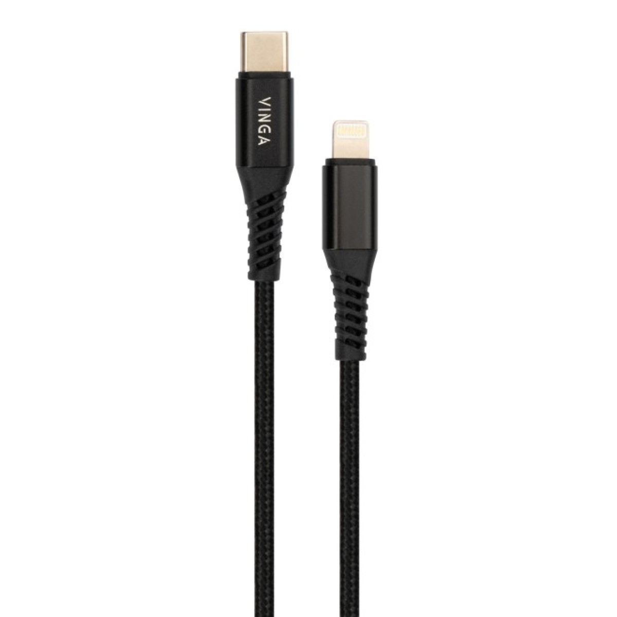 Дата кабель USB Type-C to Lightning 1.0m 3A 18W nylon braided black Vinga (VCPTCL3ANBK) 98_98.jpg - фото 1
