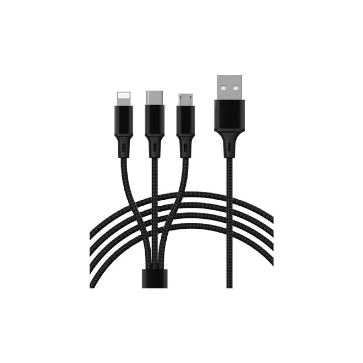 Дата кабель USB 2.0 AM to Lightning + Micro 5P + Type-C Azeada PD-B92th Black Proda (PD-B92th-BK) 256_256.jpg