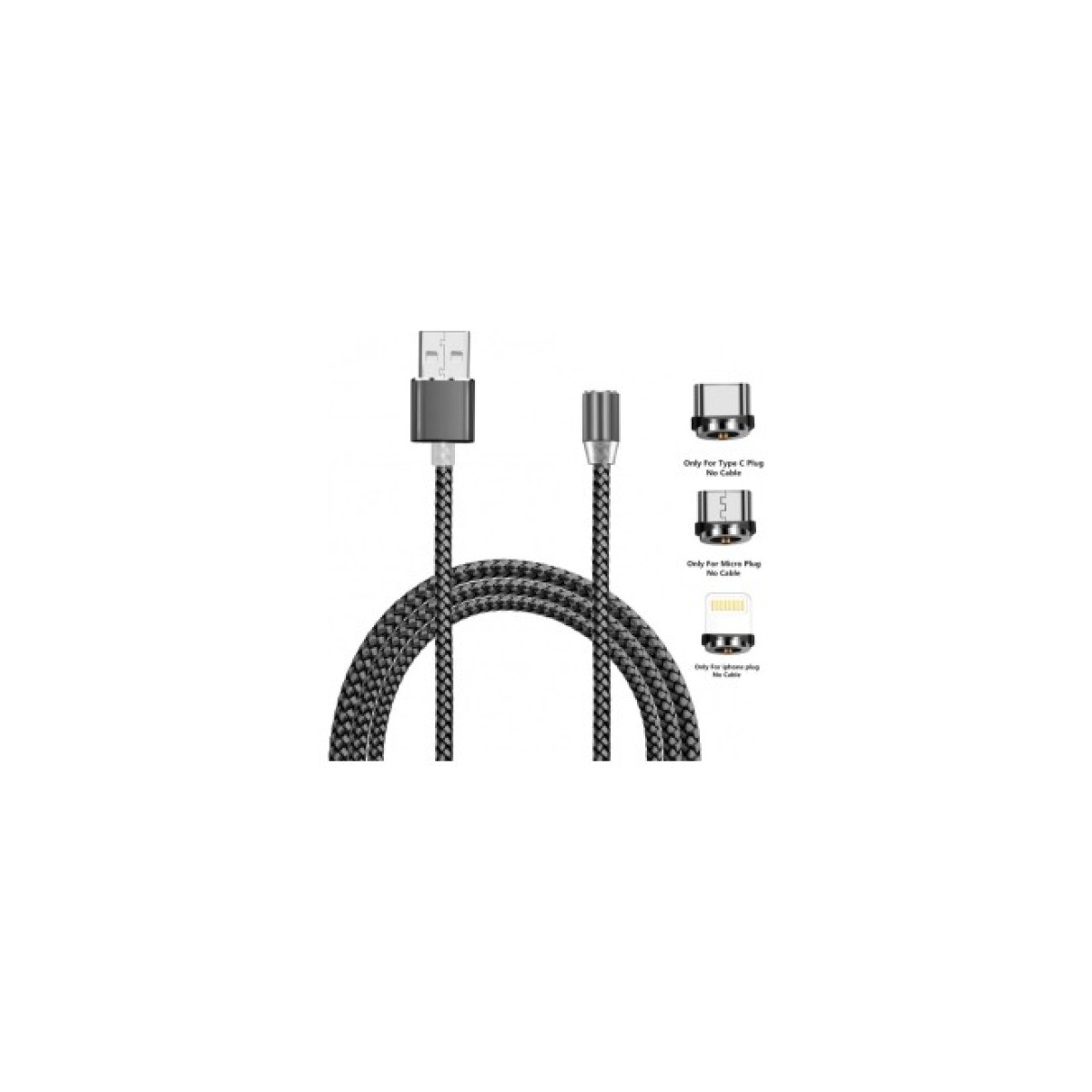 Дата кабель USB 2.0 AM to Lightning + Micro 5P + Type-C 1.2m Magneto gre XoKo (SC-350MGNT-GR) 256_256.jpg