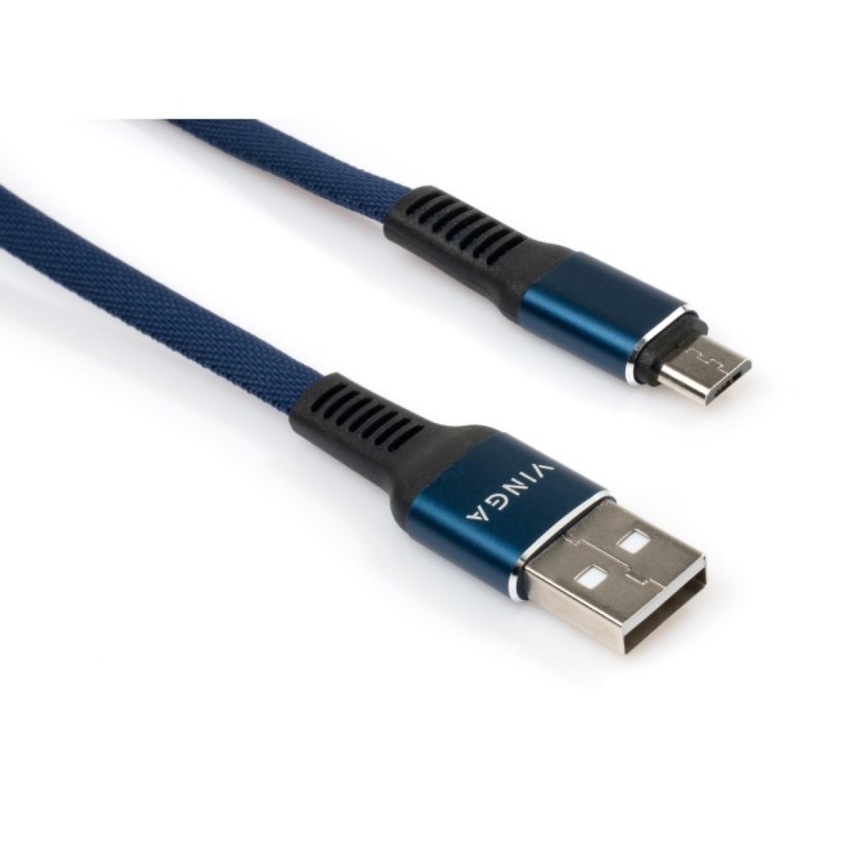 Дата кабель USB 2.0 AM to Micro 5P 1m flat nylon blue Vinga (VCPDCMFNB1B) 98_98.jpg - фото 1