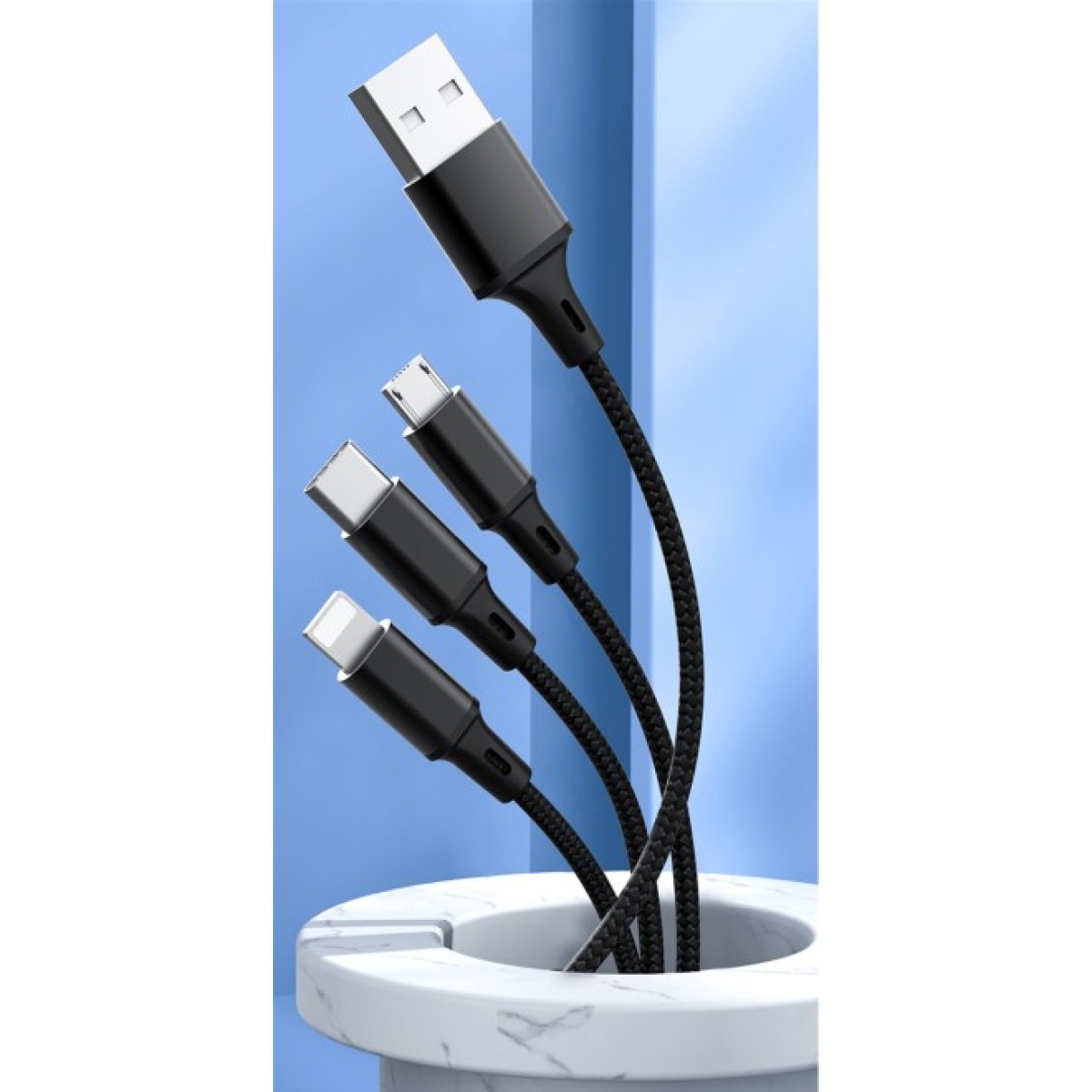 Дата кабель USB 2.0 AM to Lightning + Micro 5P + Type-C Azeada PD-B92th Black Proda (PD-B92th-BK) 98_98.jpg - фото 2