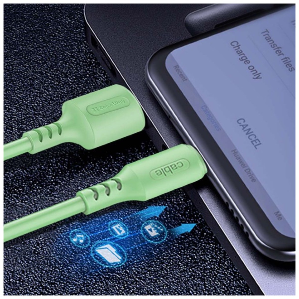 Дата кабель USB 2.0 AM to Type-C 1.0m soft silicone green ColorWay (CW-CBUC042-GR) 98_98.jpg - фото 2