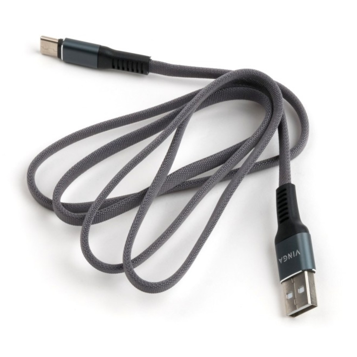 Дата кабель USB 2.0 AM to Type-C 1m flat nylon gray Vinga (VCPDCTCFNB1GR) 98_98.jpg - фото 2