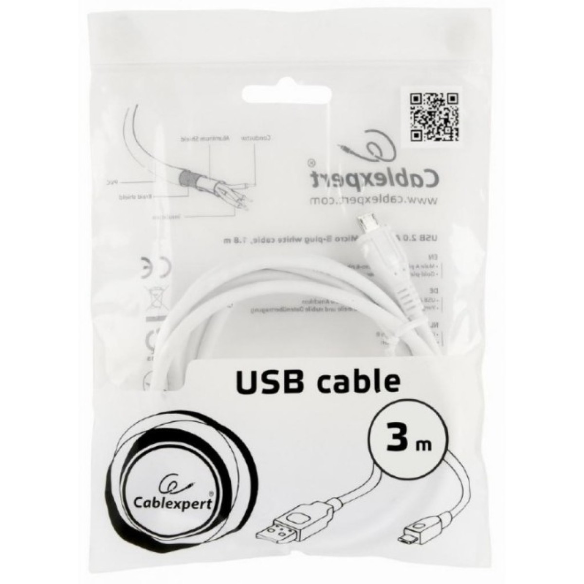 Дата кабель USB 2.0 AM to Micro 5P 3.0m Cablexpert (CCP-mUSB2-AMBM-W-10) 98_98.jpg - фото 3