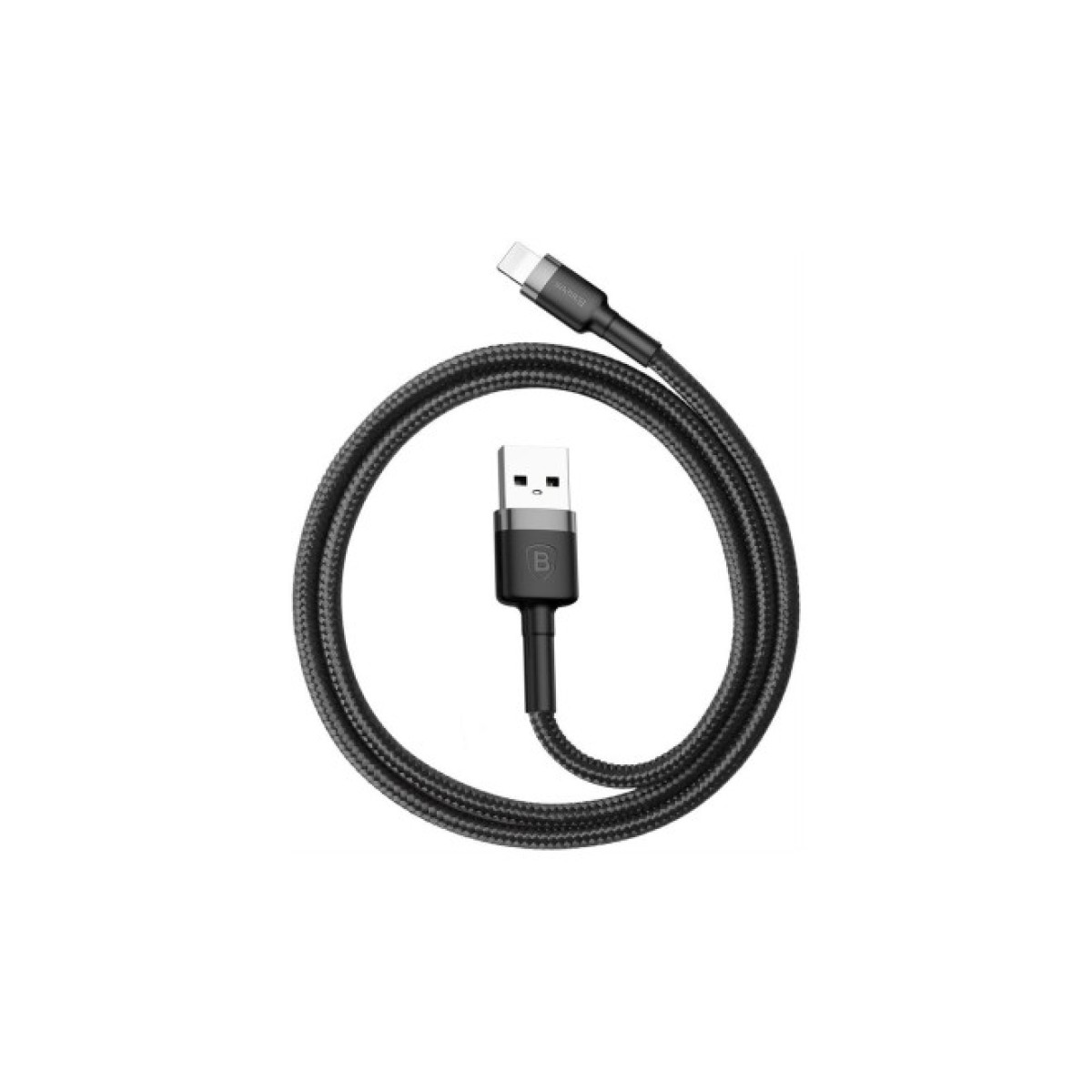 Дата кабель USB 2.0 AM to Lightning 0.5m Cafule 2.4A grey+black Baseus (CALKLF-AG1) 98_98.jpg - фото 2