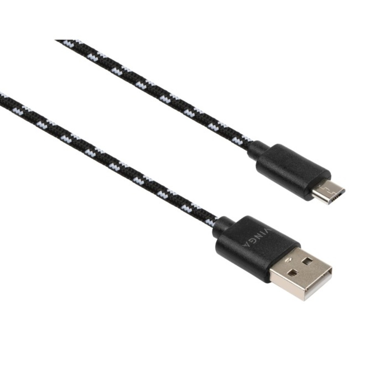Дата кабель USB 2.0 AM to Micro 5P 2color nylon 1m black Vinga (VCPDCMBN31BK) 98_98.jpg - фото 1