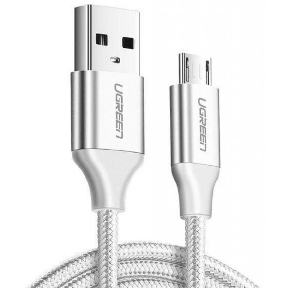 Дата кабель USB 2.0 AM to Micro 5P 1.0m US290 Aluminum Braid White Ugreen (60151) 256_256.jpg