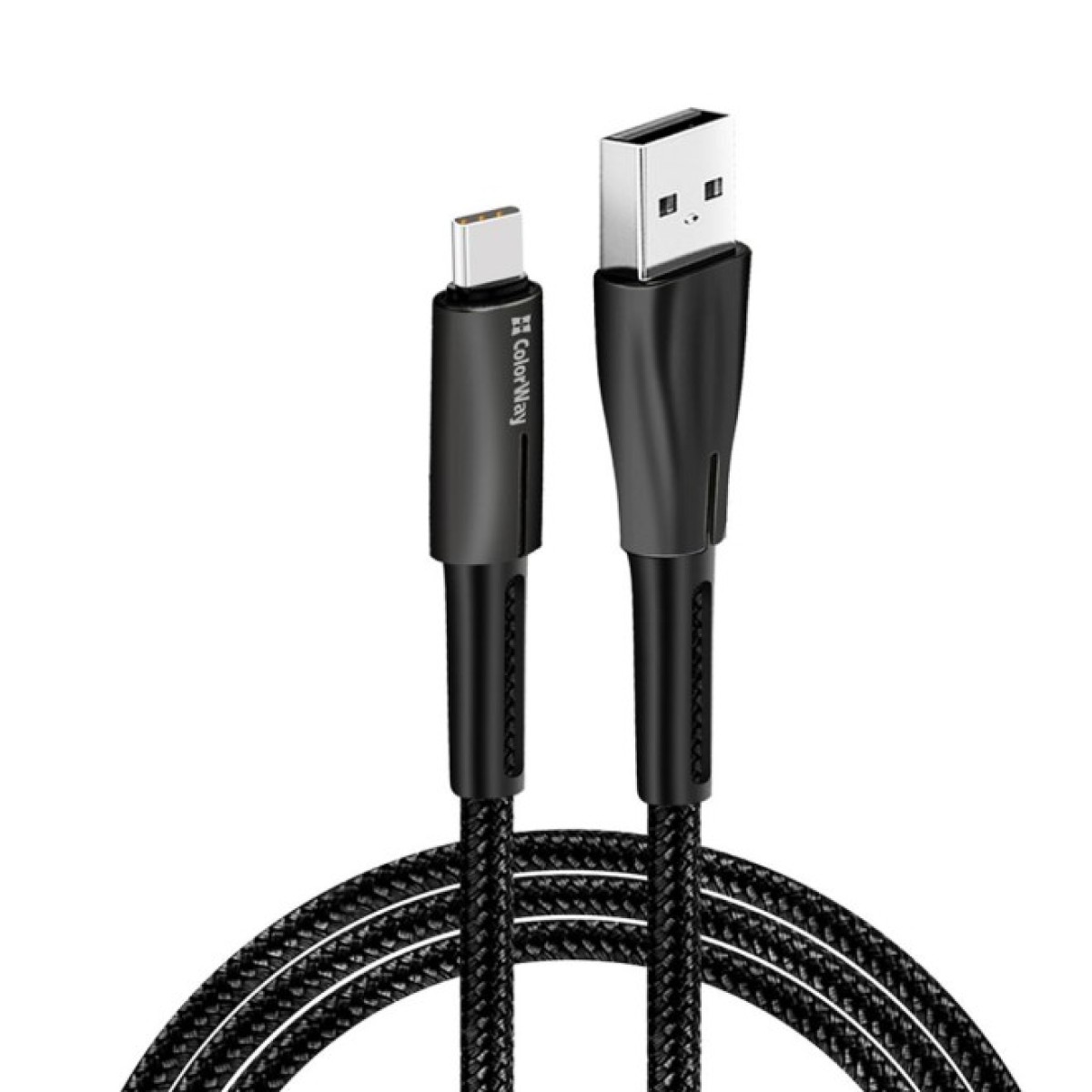 Дата кабель USB 2.0 AM to Type-C 1.0m zinc alloy + led black ColorWay (CW-CBUC035-BK) 98_98.jpg - фото 1