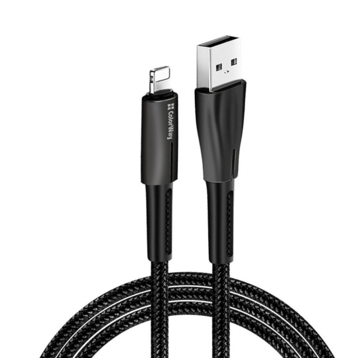 Дата кабель USB 2.0 AM to Lightning 1.0m zinc alloy + led black ColorWay (CW-CBUL035-BK) 256_256.jpg