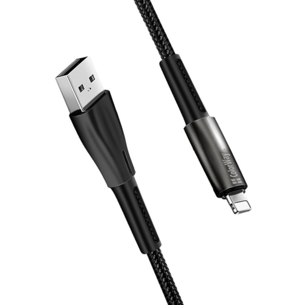 Дата кабель USB 2.0 AM to Lightning 1.0m zinc alloy + led black ColorWay (CW-CBUL035-BK) 98_98.jpg - фото 6