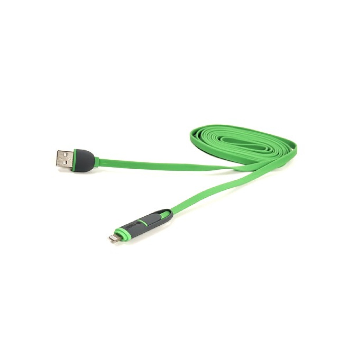 Дата кабель USB 2.0 AM to Lightning + Micro 5P 2.0m 2A flat green PowerPlant (CA910502) 256_256.jpg