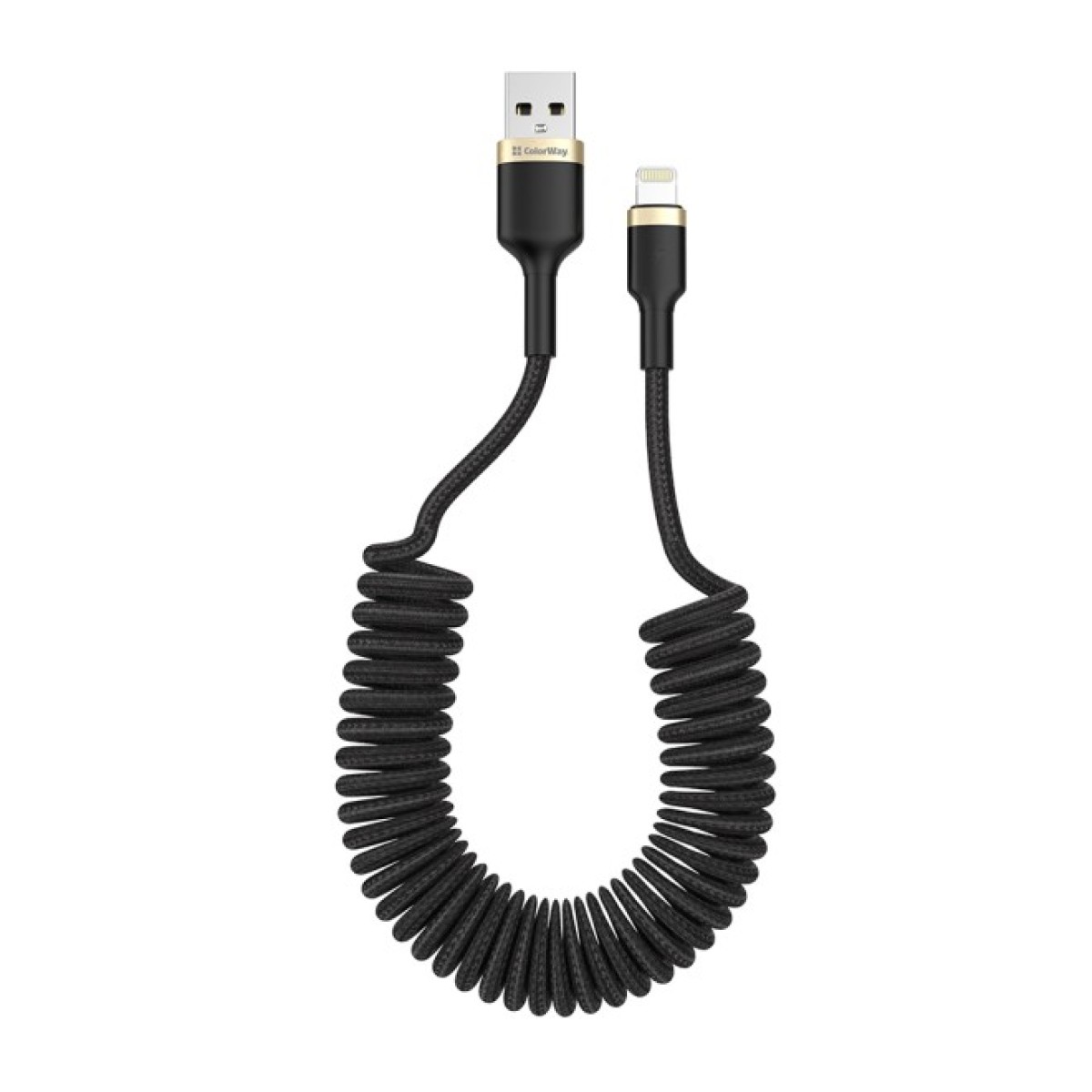 Дата кабель USB 2.0 AM to Lightning 1.0m spiral black ColorWay (CW-CBUL051-BK) 98_98.jpg - фото 1