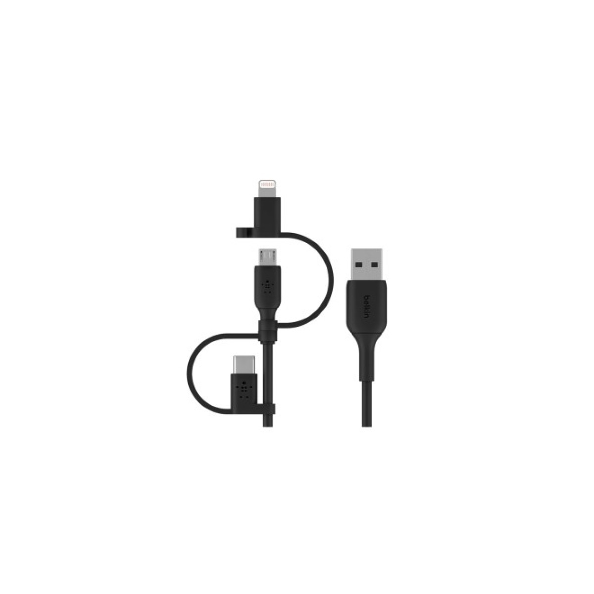 Дата кабель USB 2.0 AM to Lightning + Micro 5P + Type-C 1.0m black Belkin (CAC001BT1MBK) 98_98.jpg - фото 1