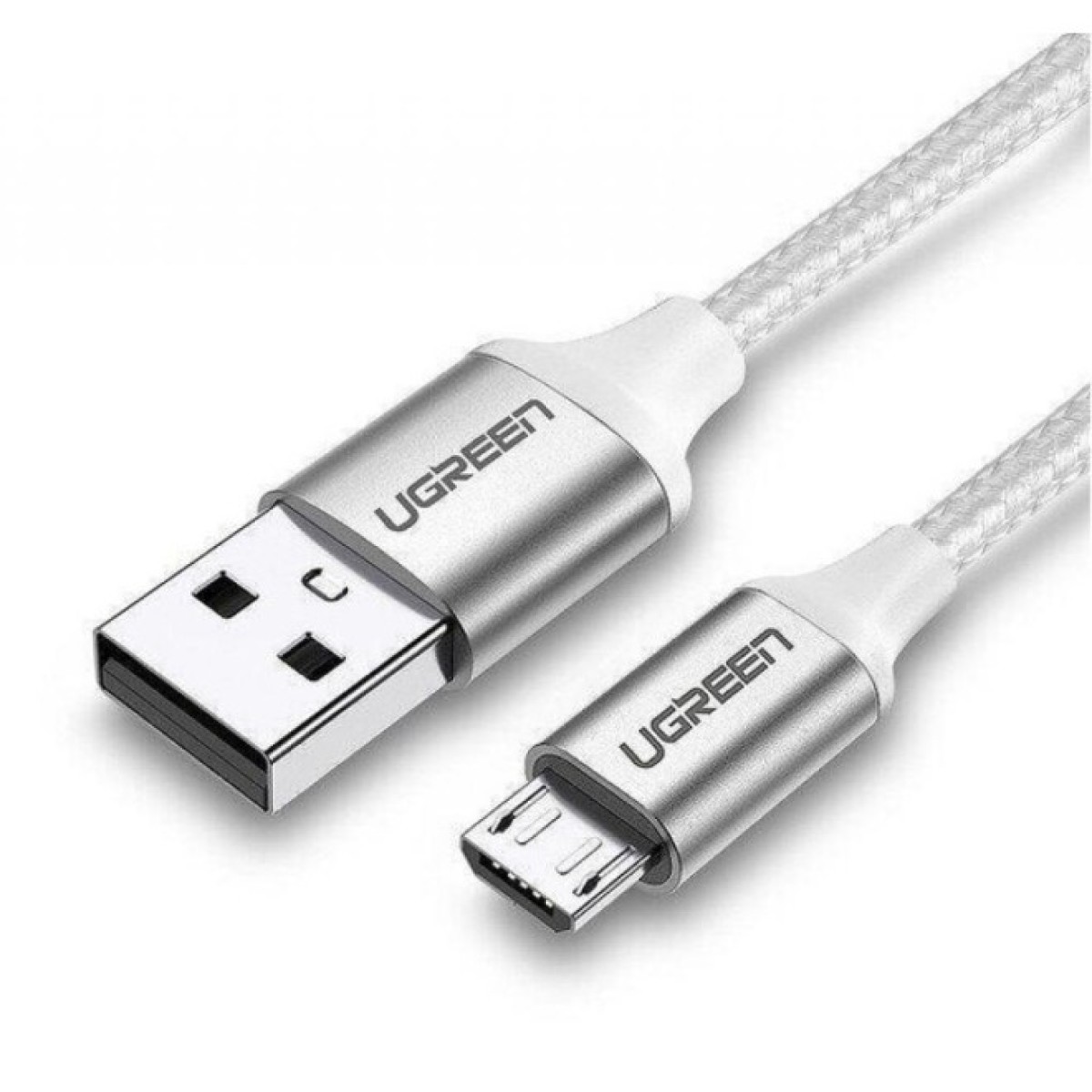 Дата кабель USB 2.0 AM to Micro 5P 1.0m US290 Aluminum Braid White Ugreen (60151) 98_98.jpg - фото 2