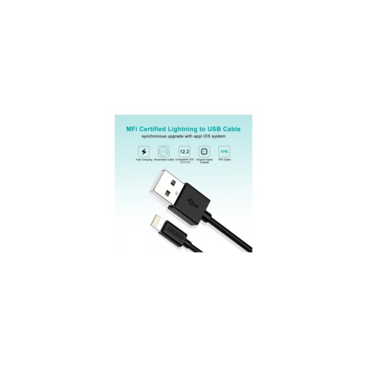 Дата кабель USB 2.0 AM to Lightning 1.8m 2.1A MFI Black Choetech (IP0027-BK) 98_98.jpg - фото 10