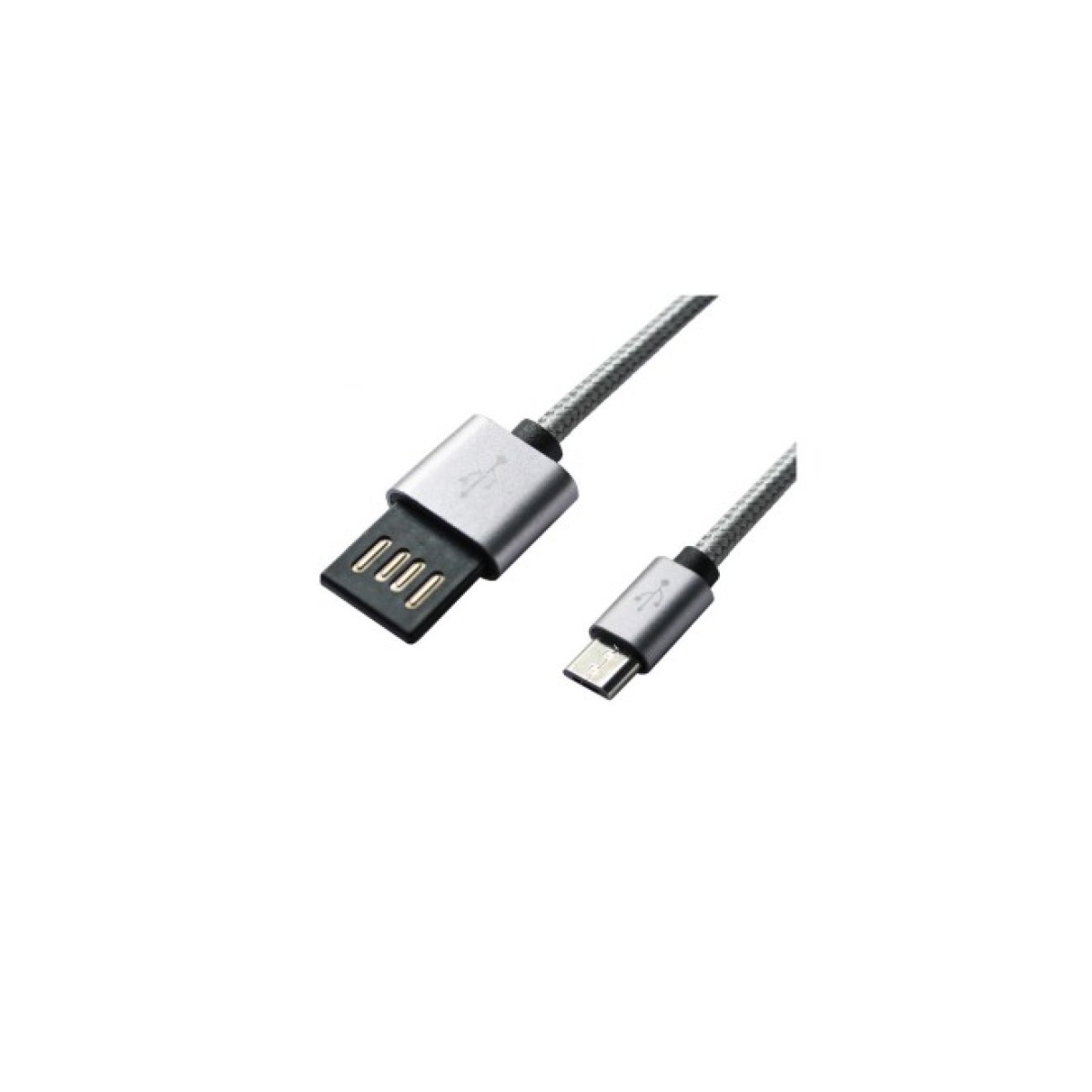Дата кабель USB 2.0 AM to Micro 5P 1.0m Grey/Black Grand-X (FM02) 98_98.jpg - фото 1