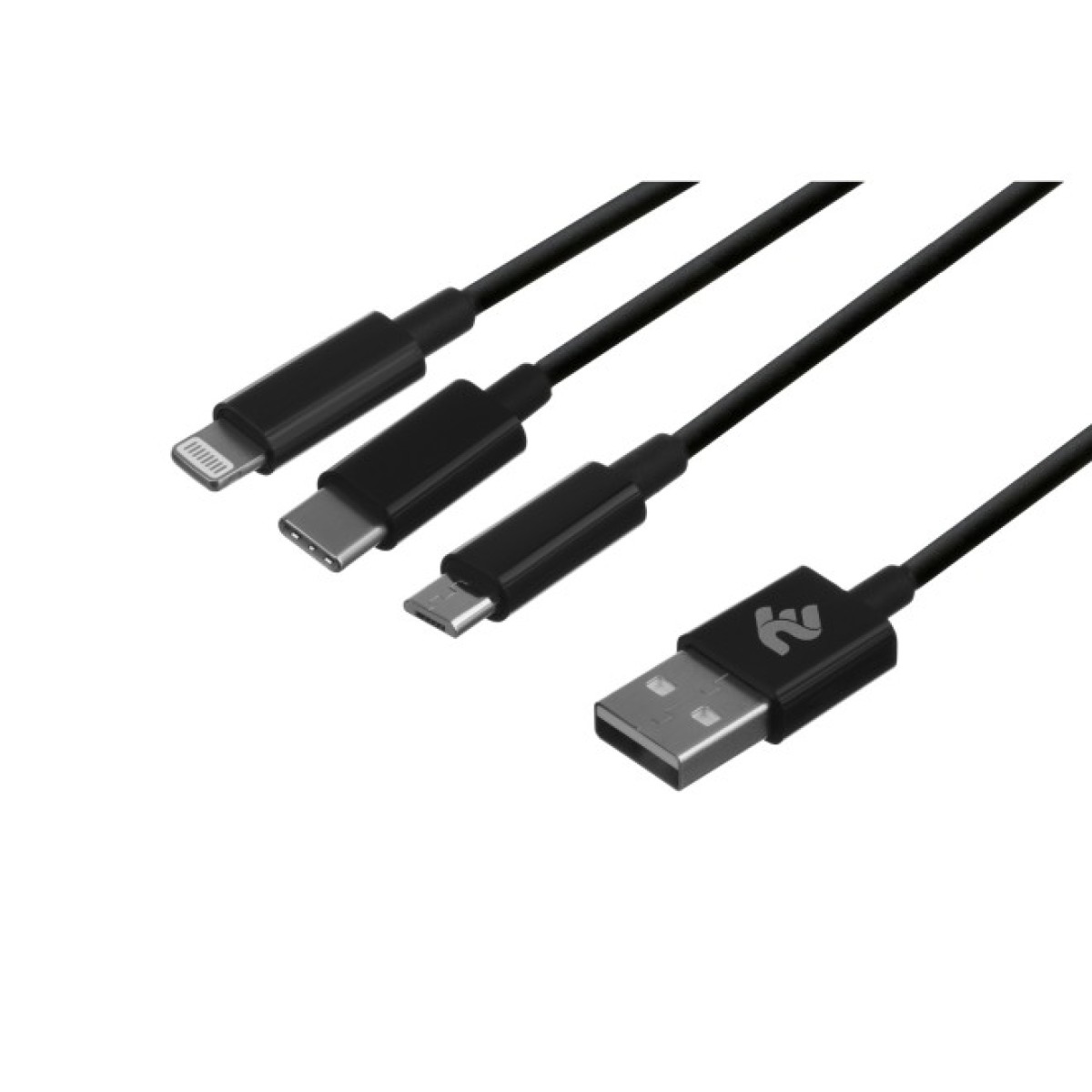 Дата кабель USB 2.0 AM to Lightning + Micro 5P + Type-C 1.2m black 2E (2E-CCMTLAB-BL) 98_98.jpg - фото 2