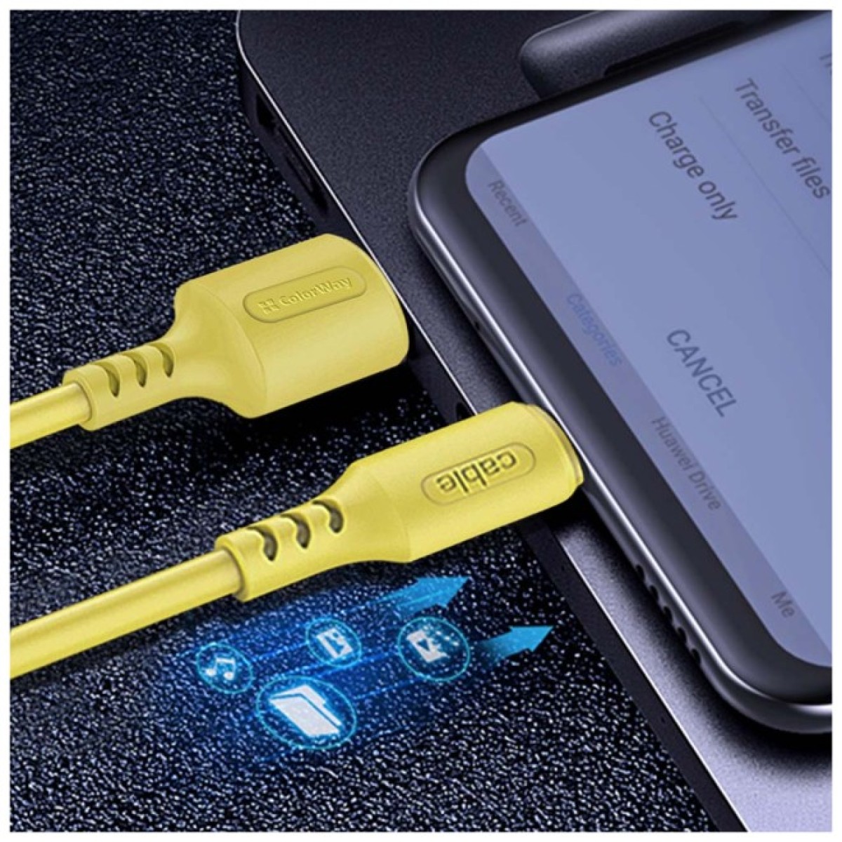 Дата кабель USB 2.0 AM to Type-C 1.0m soft silicone yellow ColorWay (CW-CBUC043-Y) 98_98.jpg - фото 4