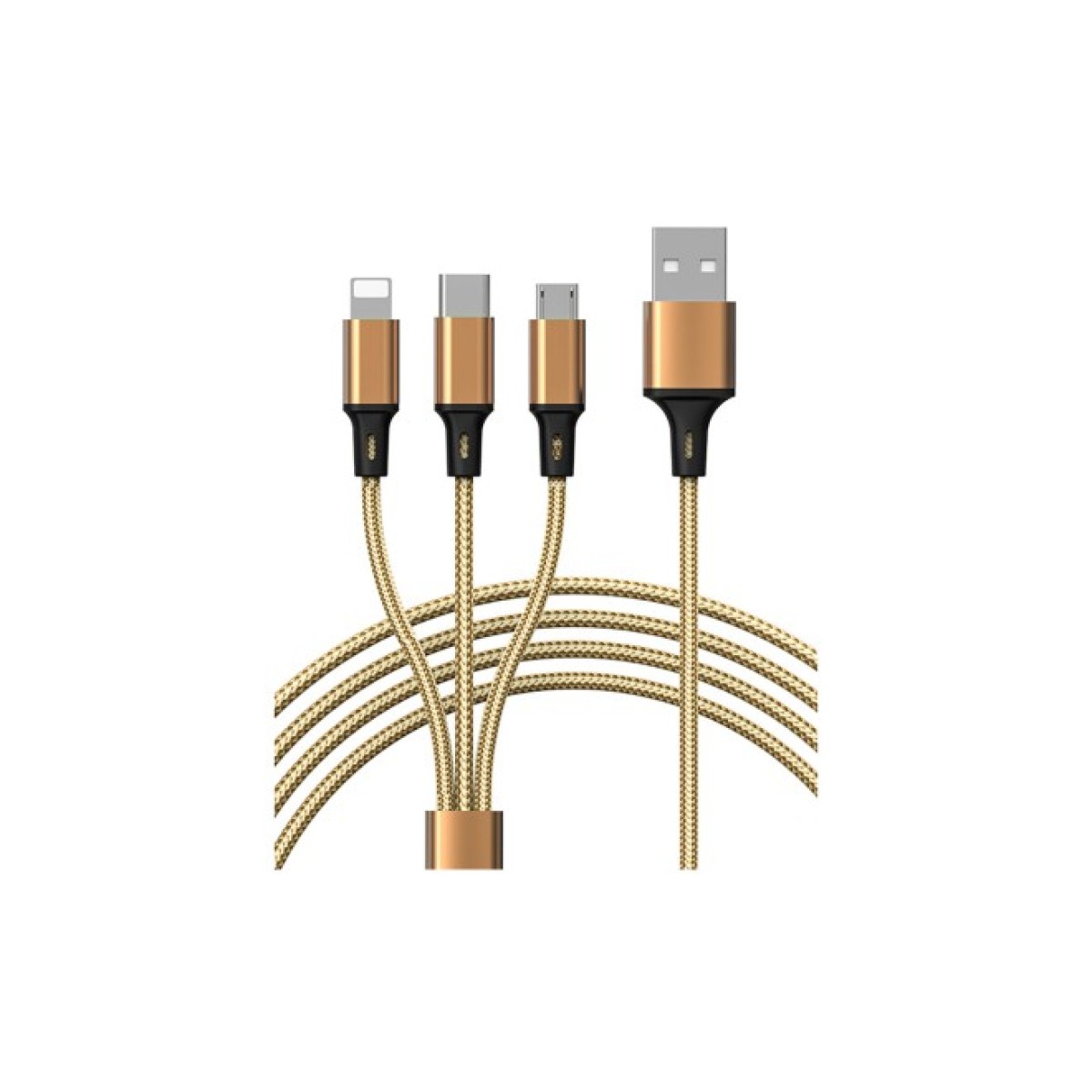 Дата кабель USB 2.0 AM to Lightning + Micro 5P + Type-C Azeada PD-B92th Gold Proda (PD-B92th-GD) 256_256.jpg