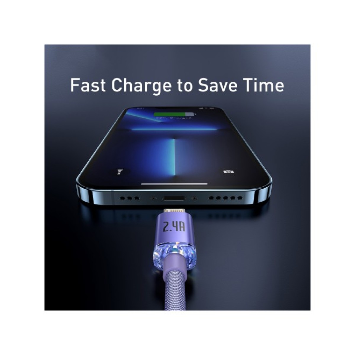 Дата кабель USB 2.0 AM to Lightning 1.2m 2.4A Purple Baseus (948087) 98_98.jpg - фото 4