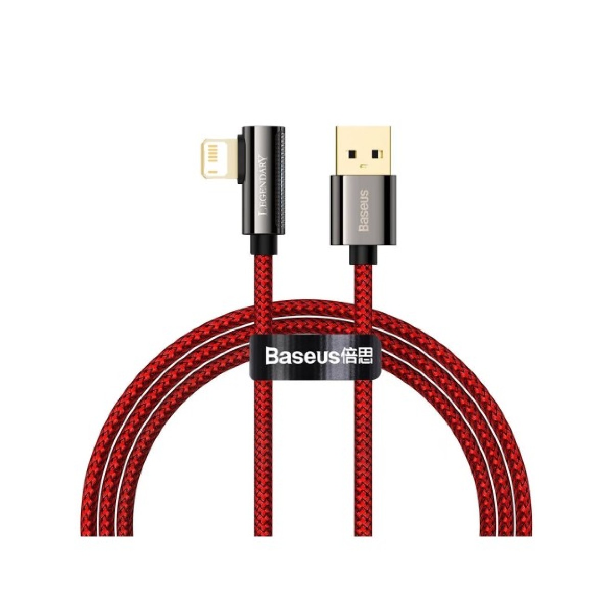 Дата кабель USB 2.0 AM to Lightning 2.0m CACS 2.4A 90 Legend Series Elbow Red Baseus (CACS000109) 98_98.jpg - фото 1