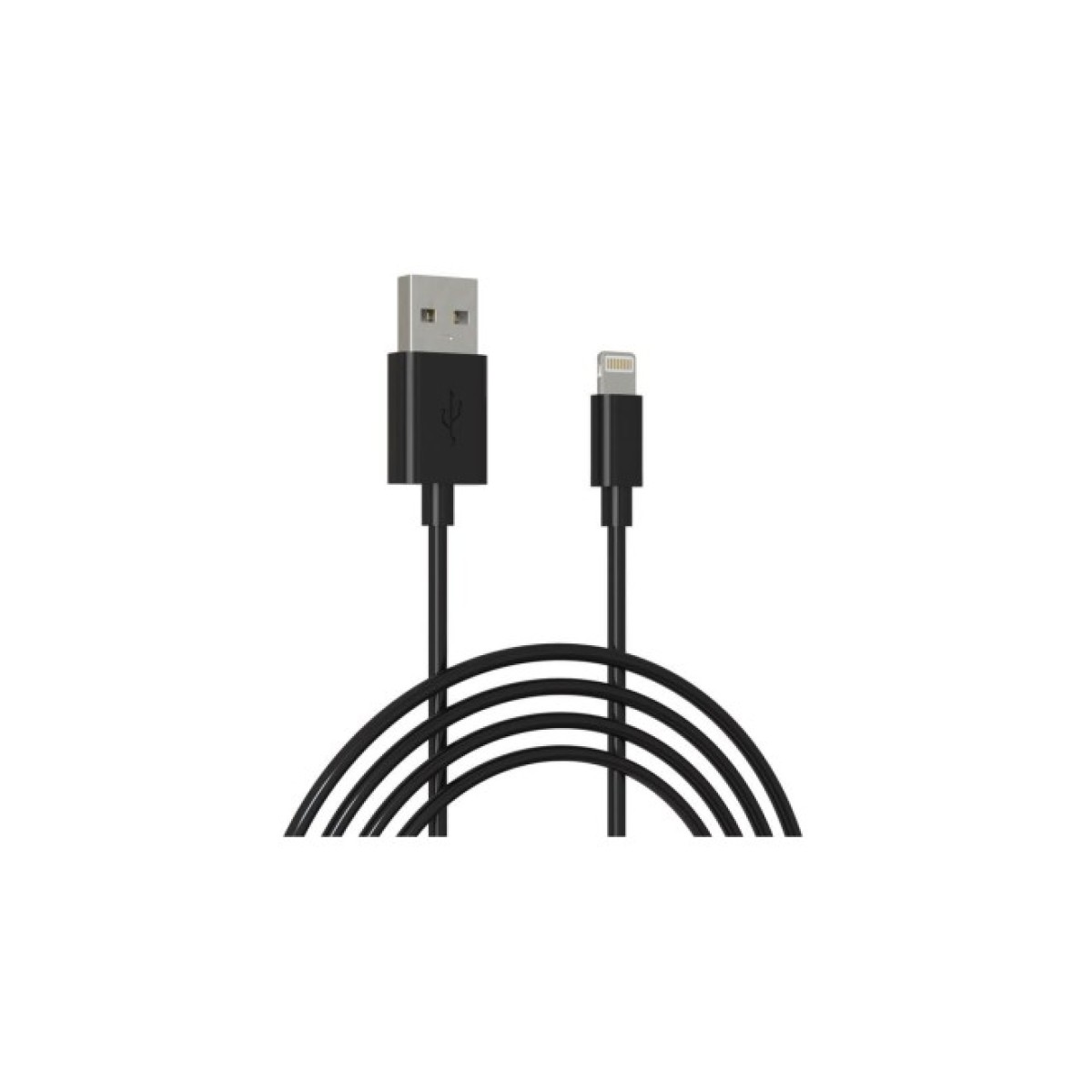 Дата кабель USB 2.0 AM to Lightning 1.0m Cu, 2.1А, Black Grand-X (PL01B) 98_98.jpg - фото 3