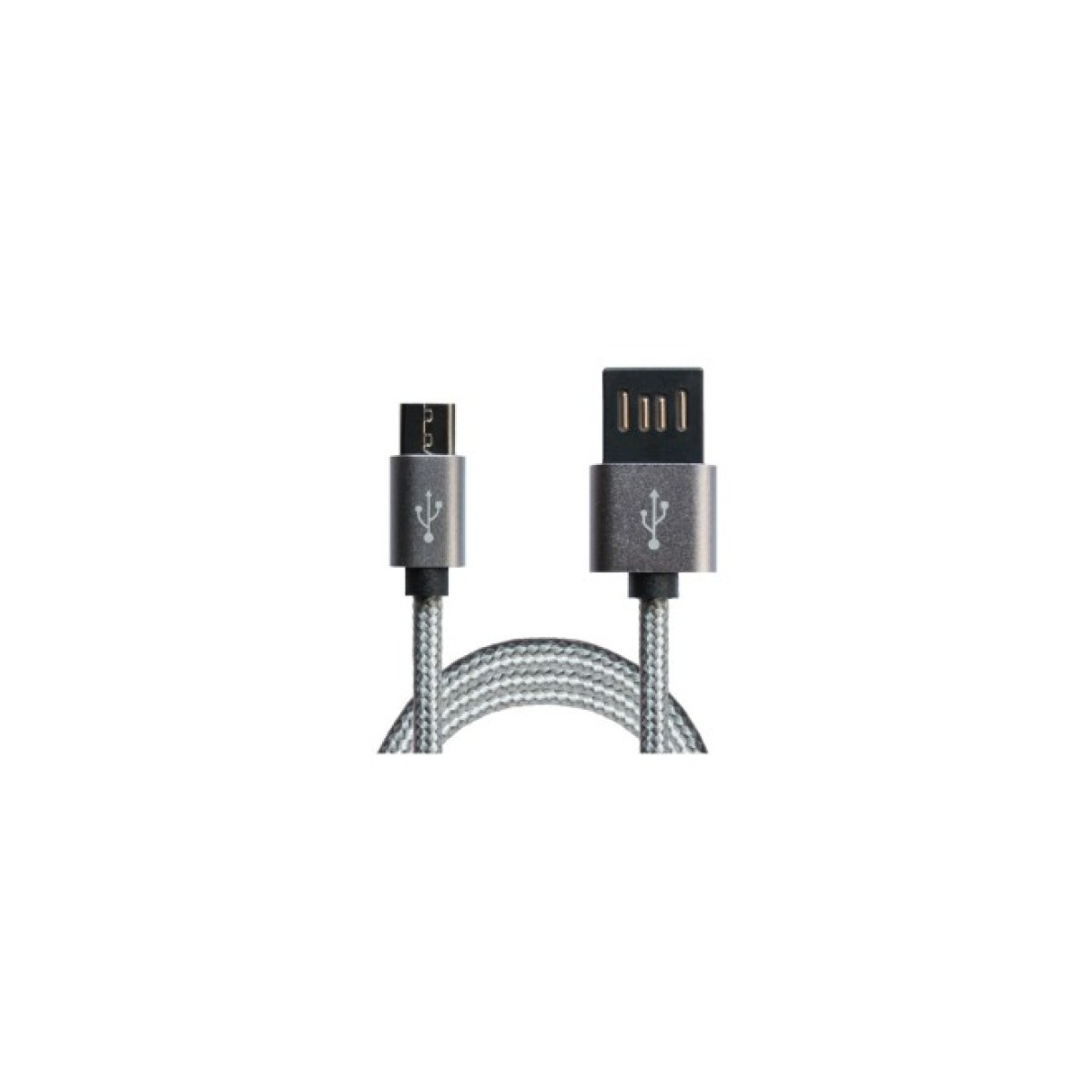 Дата кабель USB 2.0 AM to Micro 5P 1.0m Grey/Black Grand-X (FM02) 98_98.jpg - фото 2