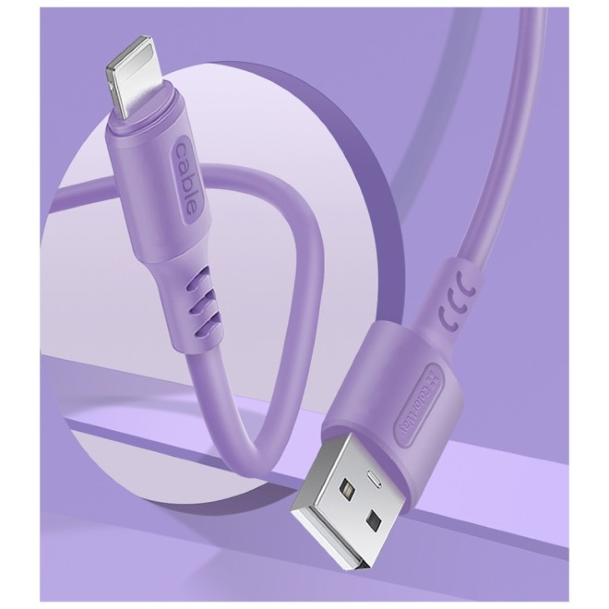 Дата кабель USB 2.0 AM to Lightning 1.0m soft silicone violet ColorWay (CW-CBUL044-PU) 98_98.jpg - фото 5
