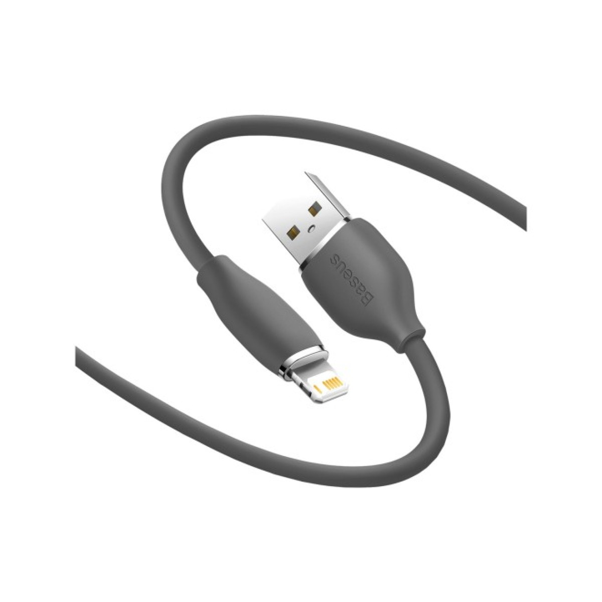 Дата кабель USB 2.0 AM to Lightning 2.0m 2.4A Jelly Liquid Silica Gel Black Baseus (CAGD000101) 98_98.jpg - фото 5