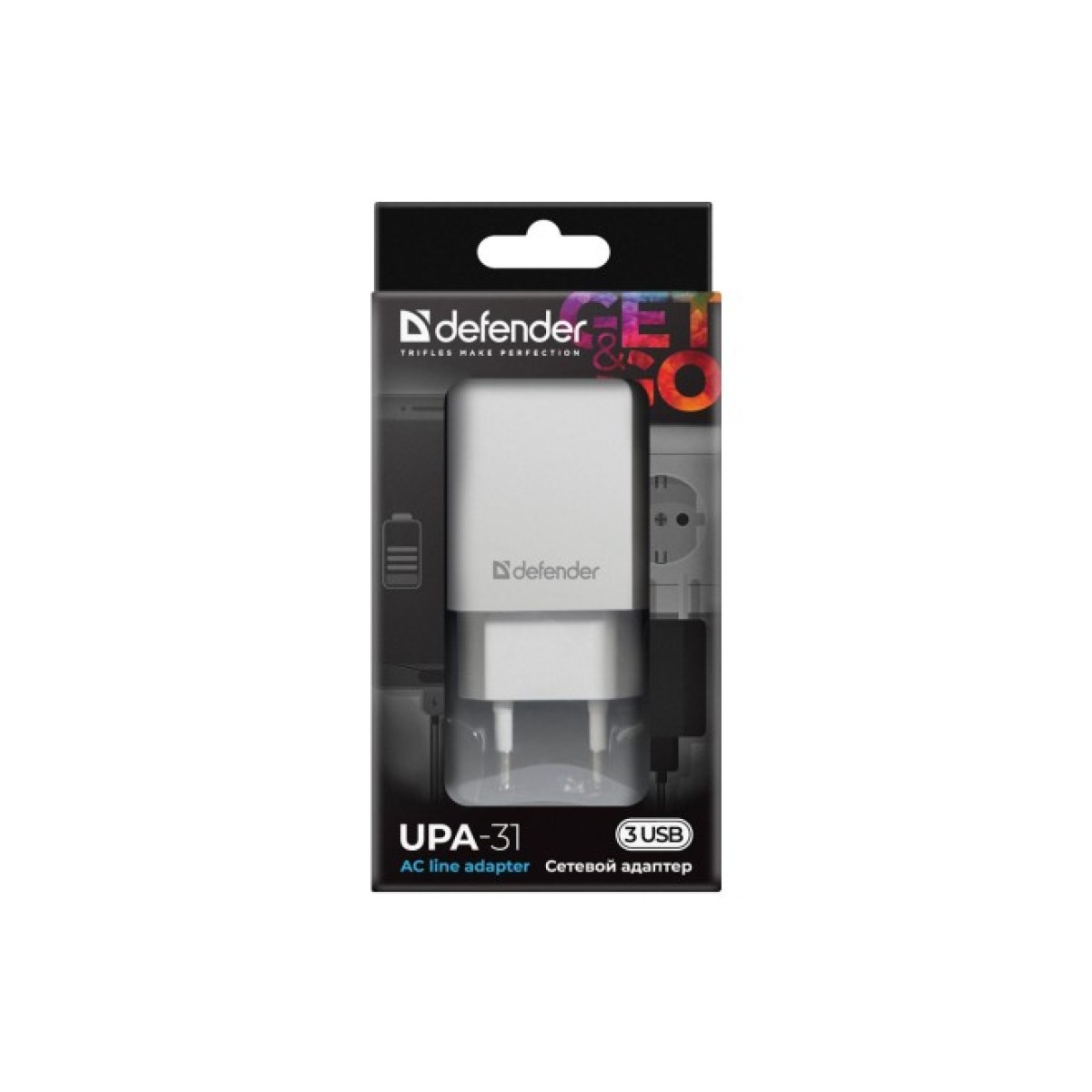 Зарядное устройство Defender UPA-31 white, 3xUSB, 5V / 3.1A (83587) 98_98.jpg - фото 2